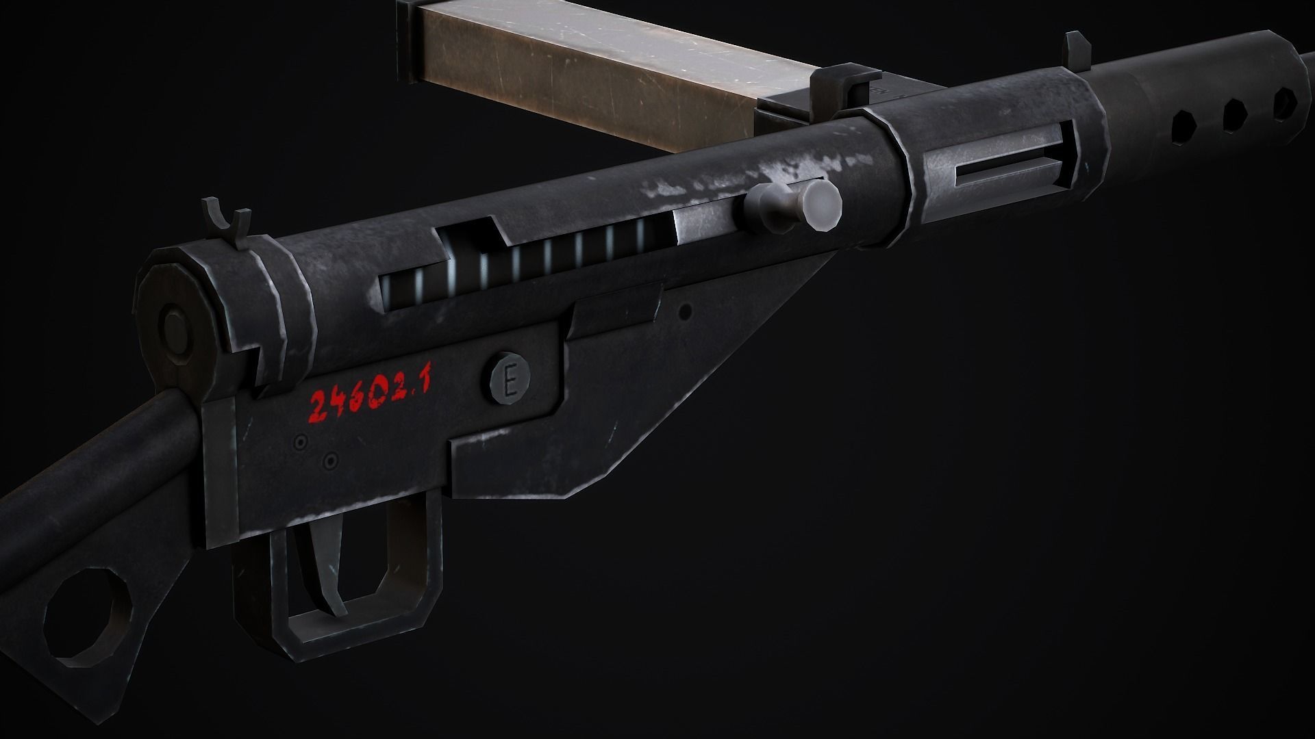 Sten Submachine Gun - Low Poly Game Ready Low-poly 3D model_10
