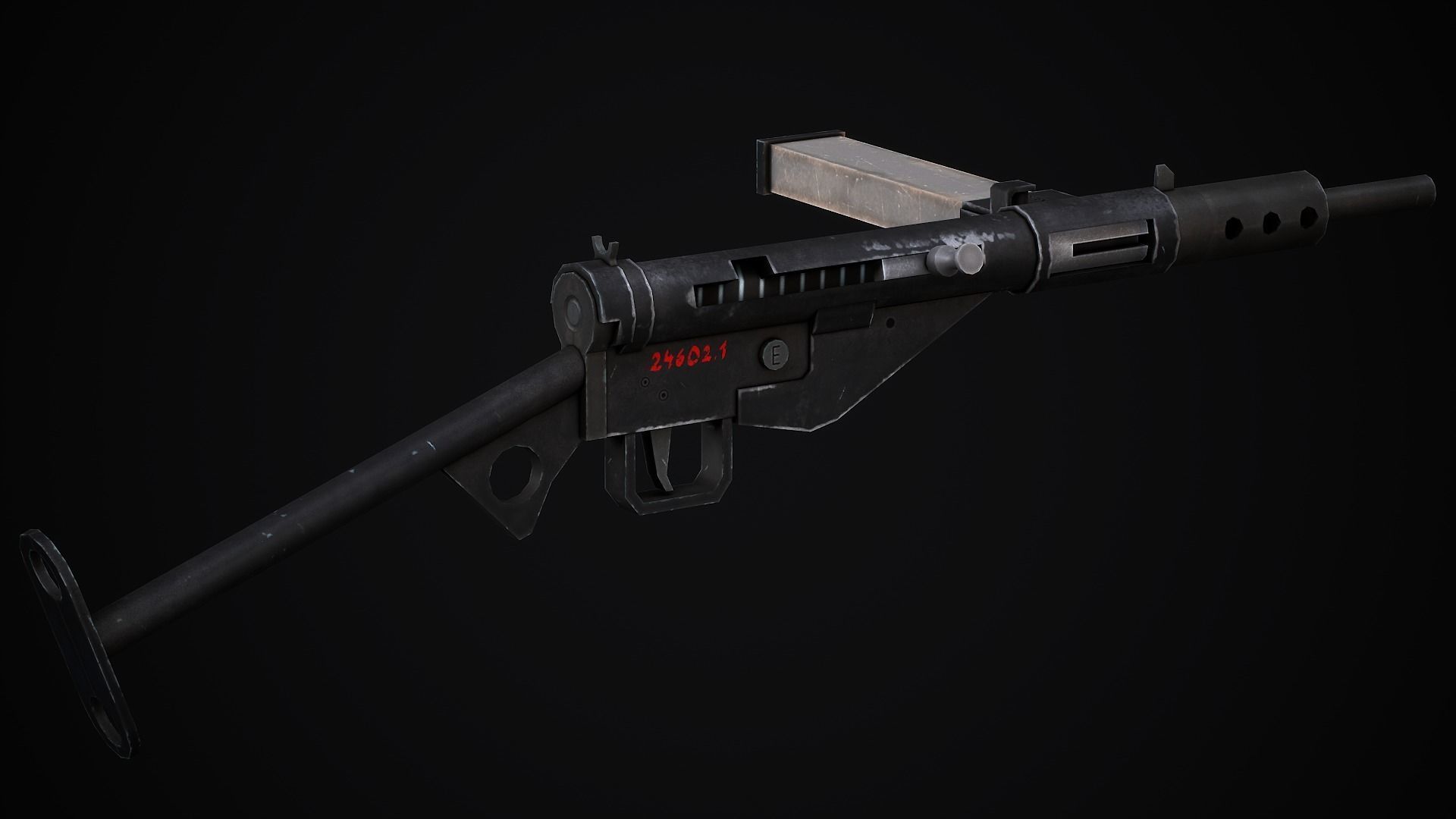Sten Submachine Gun - Low Poly Game Ready Low-poly 3D model_4