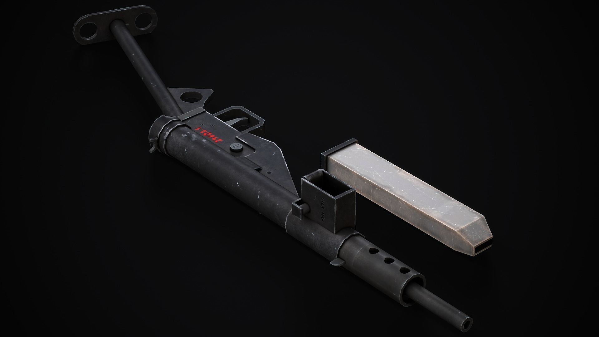 Sten Submachine Gun - Low Poly Game Ready Low-poly 3D model_14