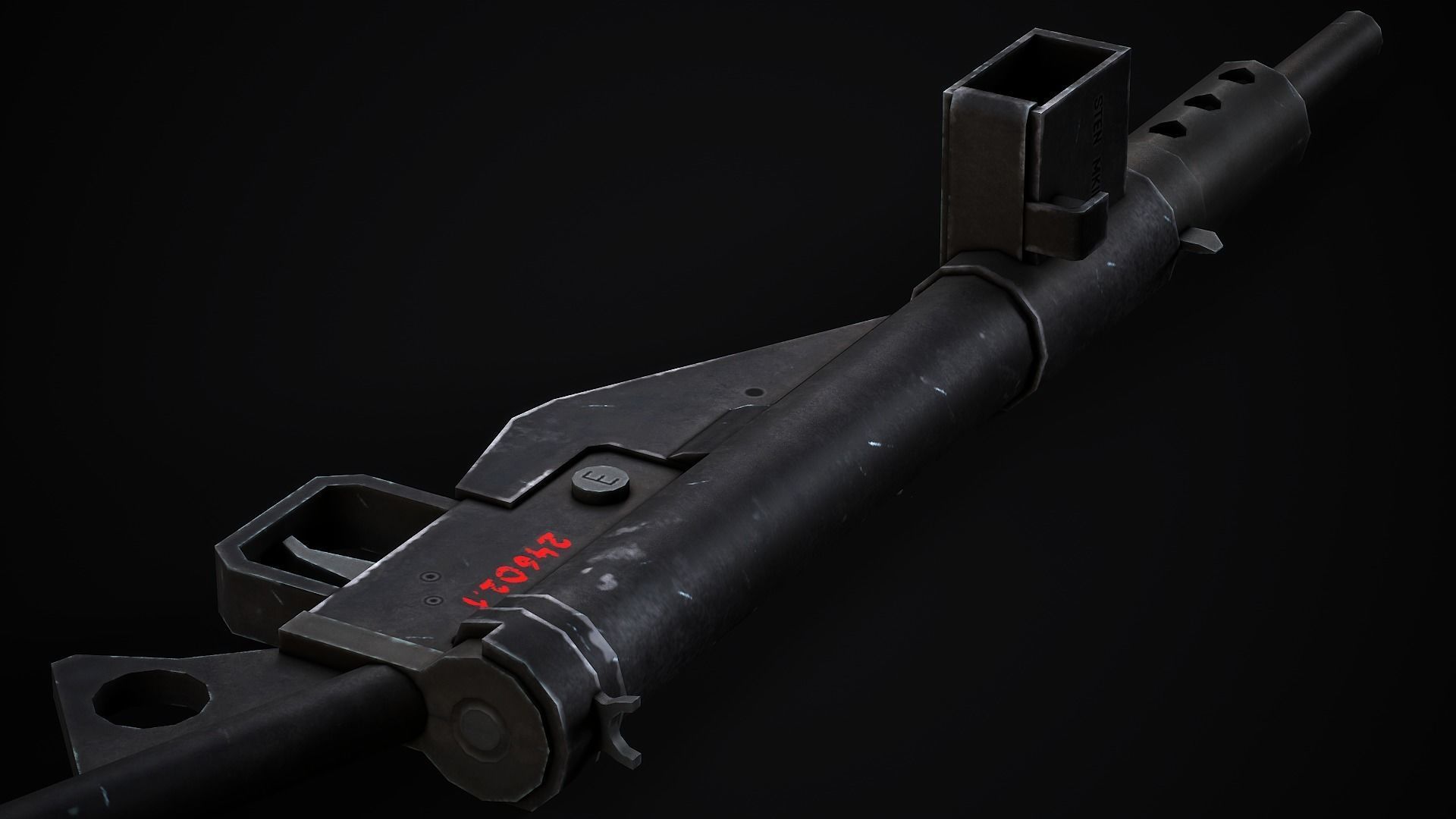 Sten Submachine Gun - Low Poly Game Ready Low-poly 3D model_2