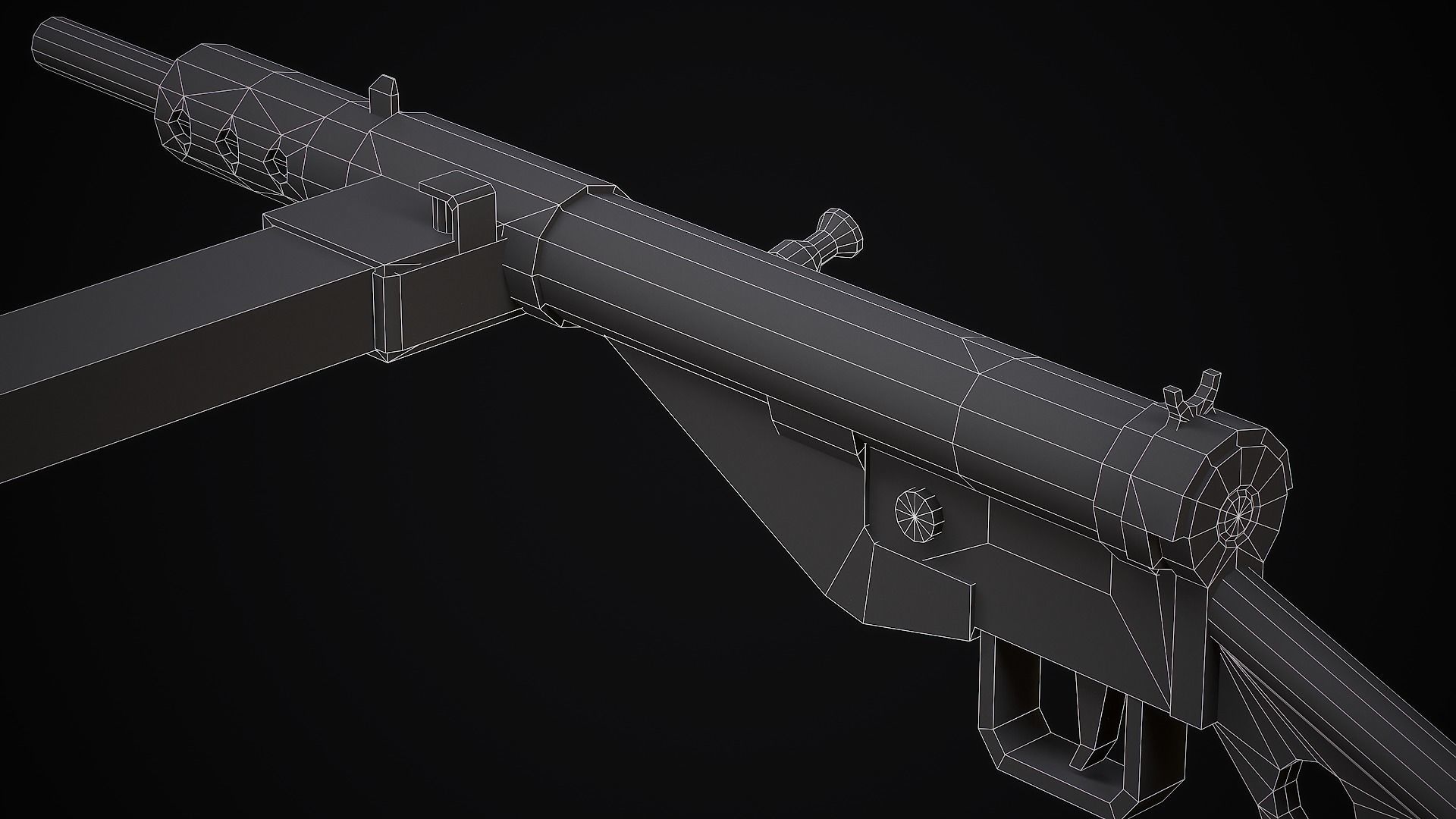 Sten Submachine Gun - Low Poly Game Ready Low-poly 3D model_17