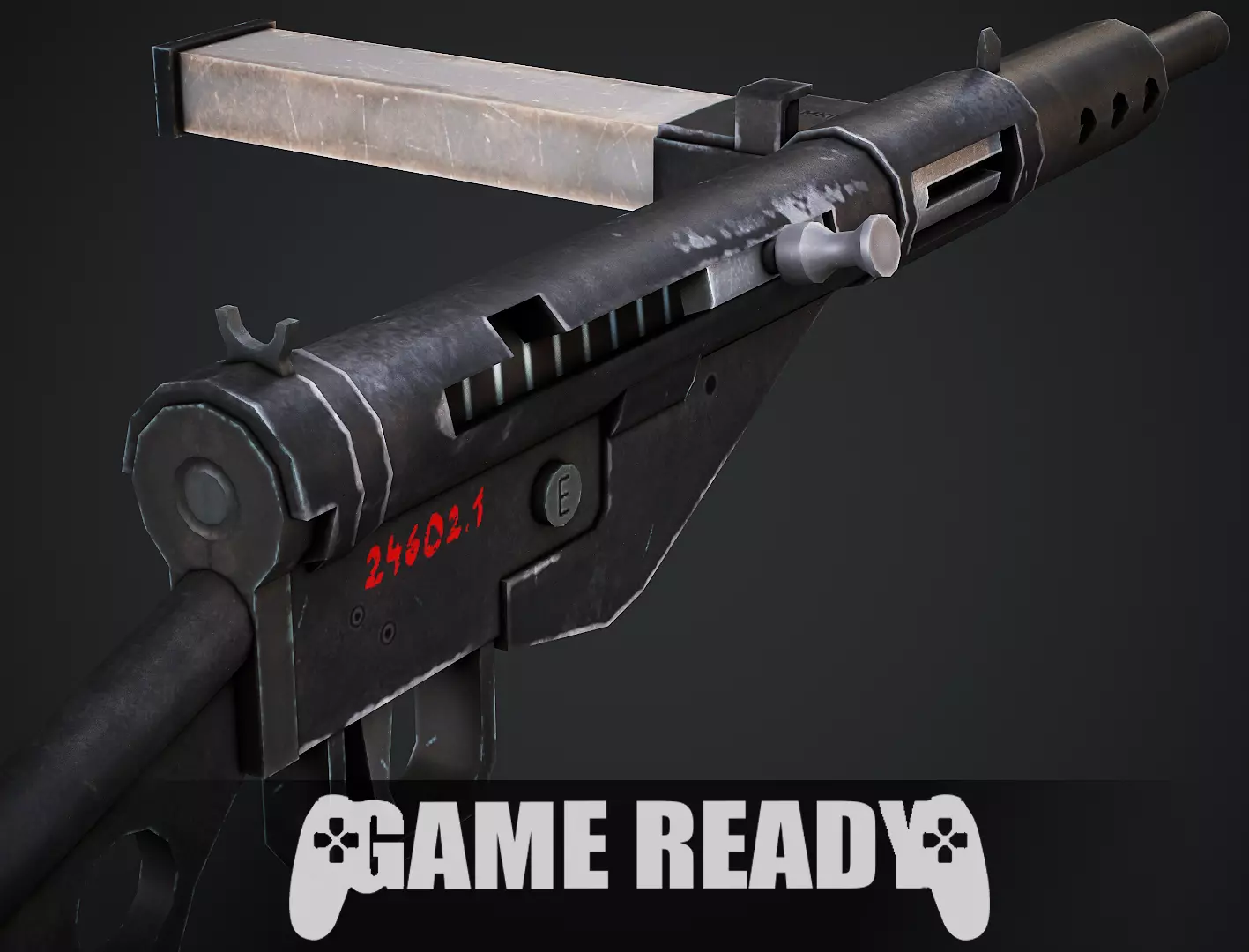 Sten Submachine Gun - Low Poly Game Ready Low-poly 3D model_0