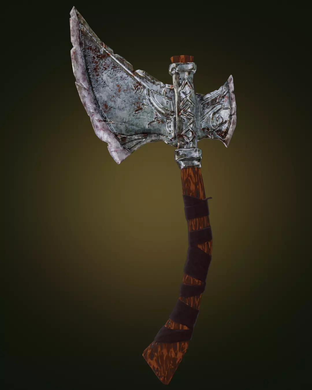 Stylized metal ax wooden handle Weapon PBR Low-poly Game Ready  Low-poly 3D model_0