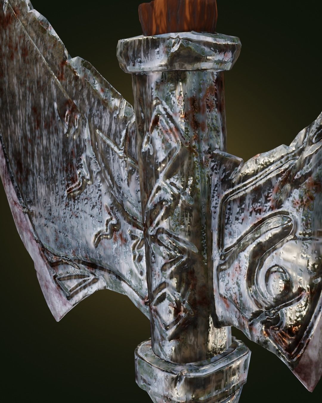 Stylized metal ax wooden handle Weapon PBR Low-poly Game Ready  Low-poly 3D model_3