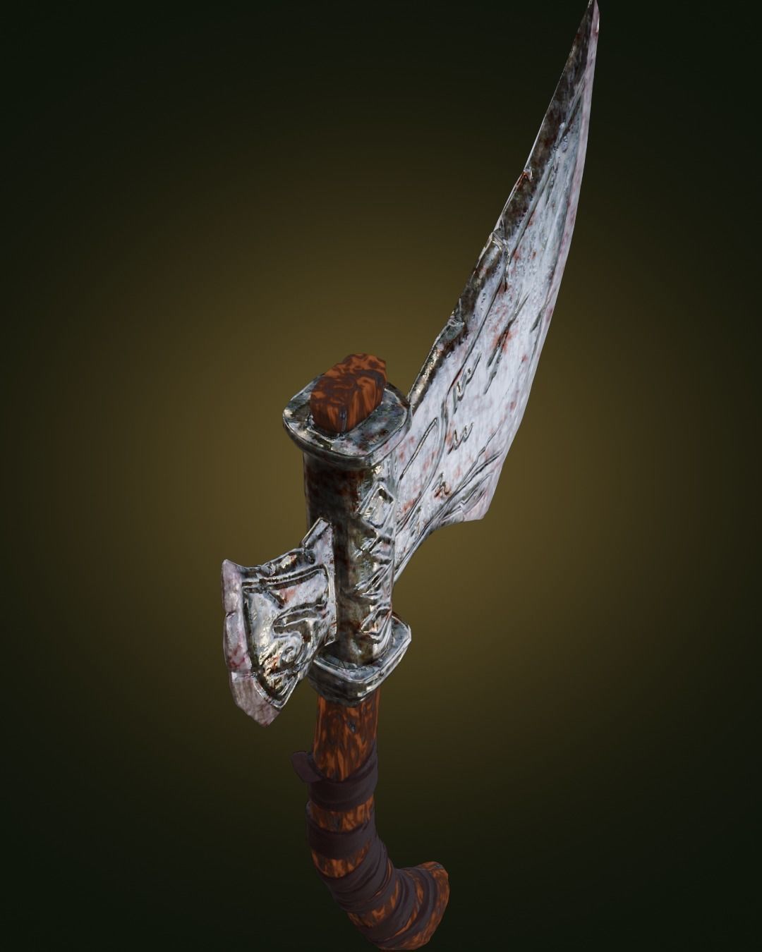 Stylized metal ax wooden handle Weapon PBR Low-poly Game Ready  Low-poly 3D model_2