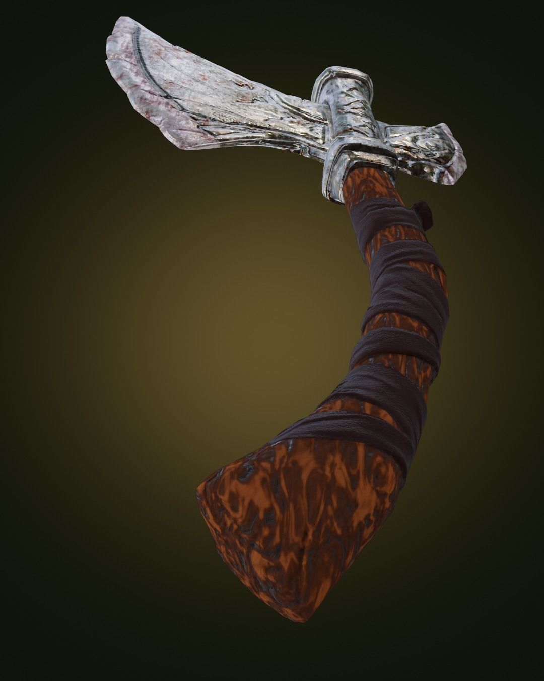 Stylized metal ax wooden handle Weapon PBR Low-poly Game Ready  Low-poly 3D model_5