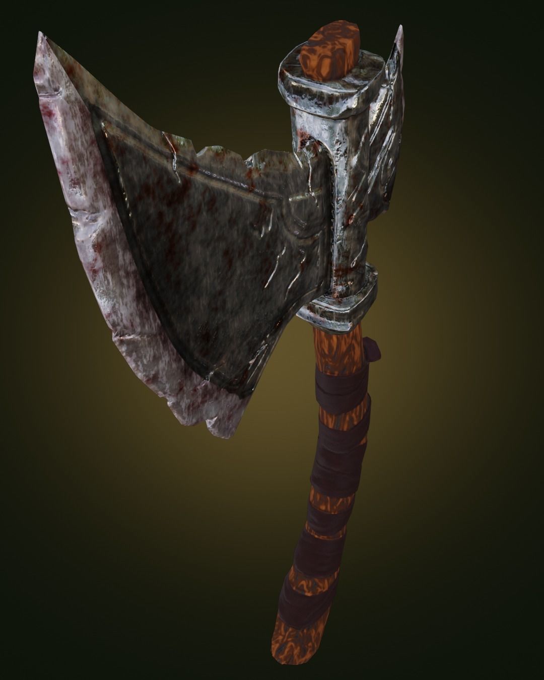 Stylized metal ax wooden handle Weapon PBR Low-poly Game Ready  Low-poly 3D model_1