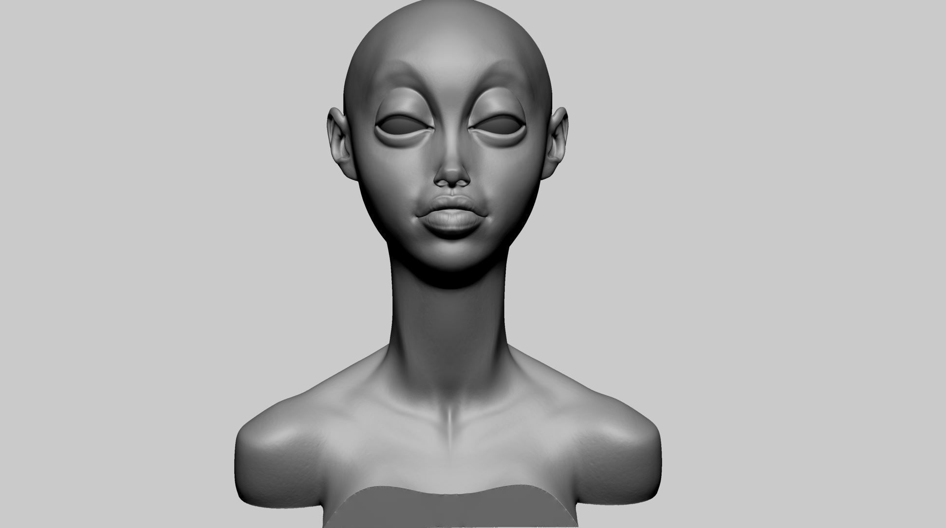 Stylized Female Head G 3D model_9