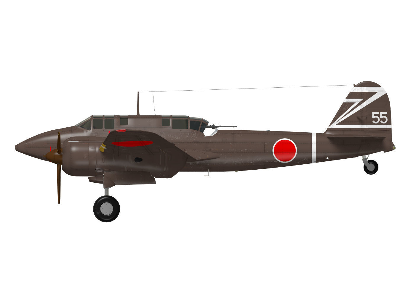 Kawasaki Ki-45 Kai Toryu 3D model_9
