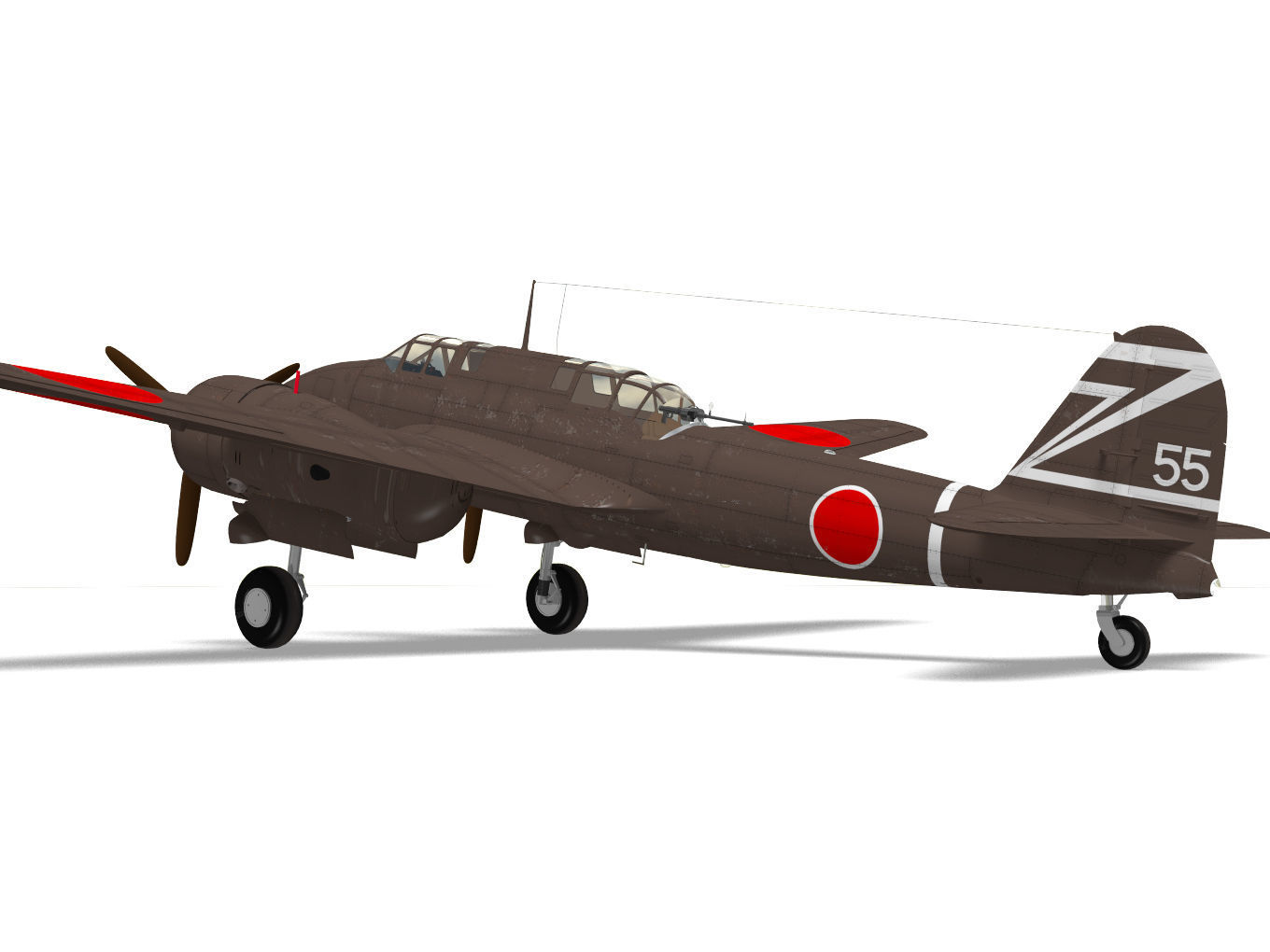 Kawasaki Ki-45 Kai Toryu 3D model_6