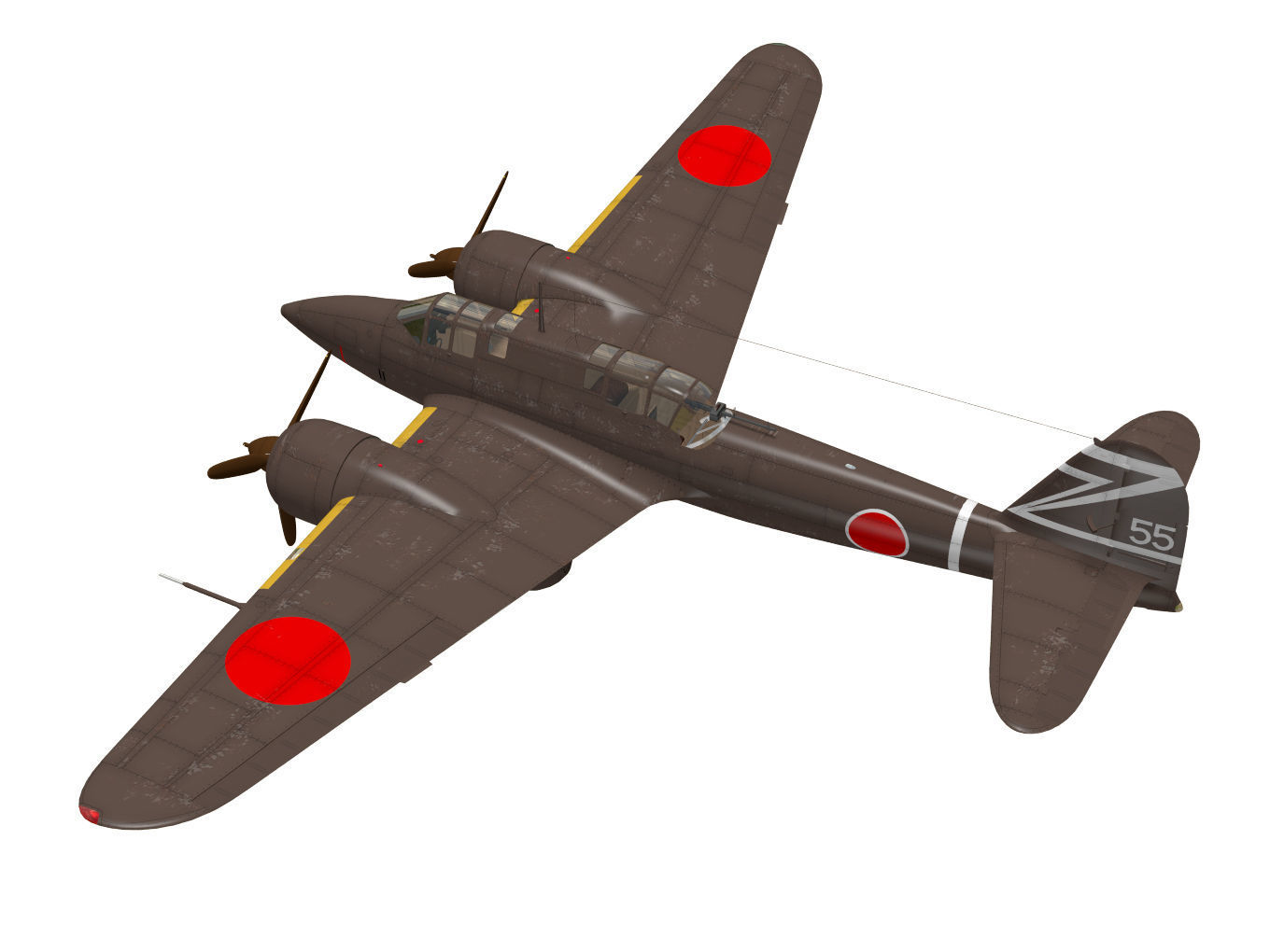 Kawasaki Ki-45 Kai Toryu 3D model_1