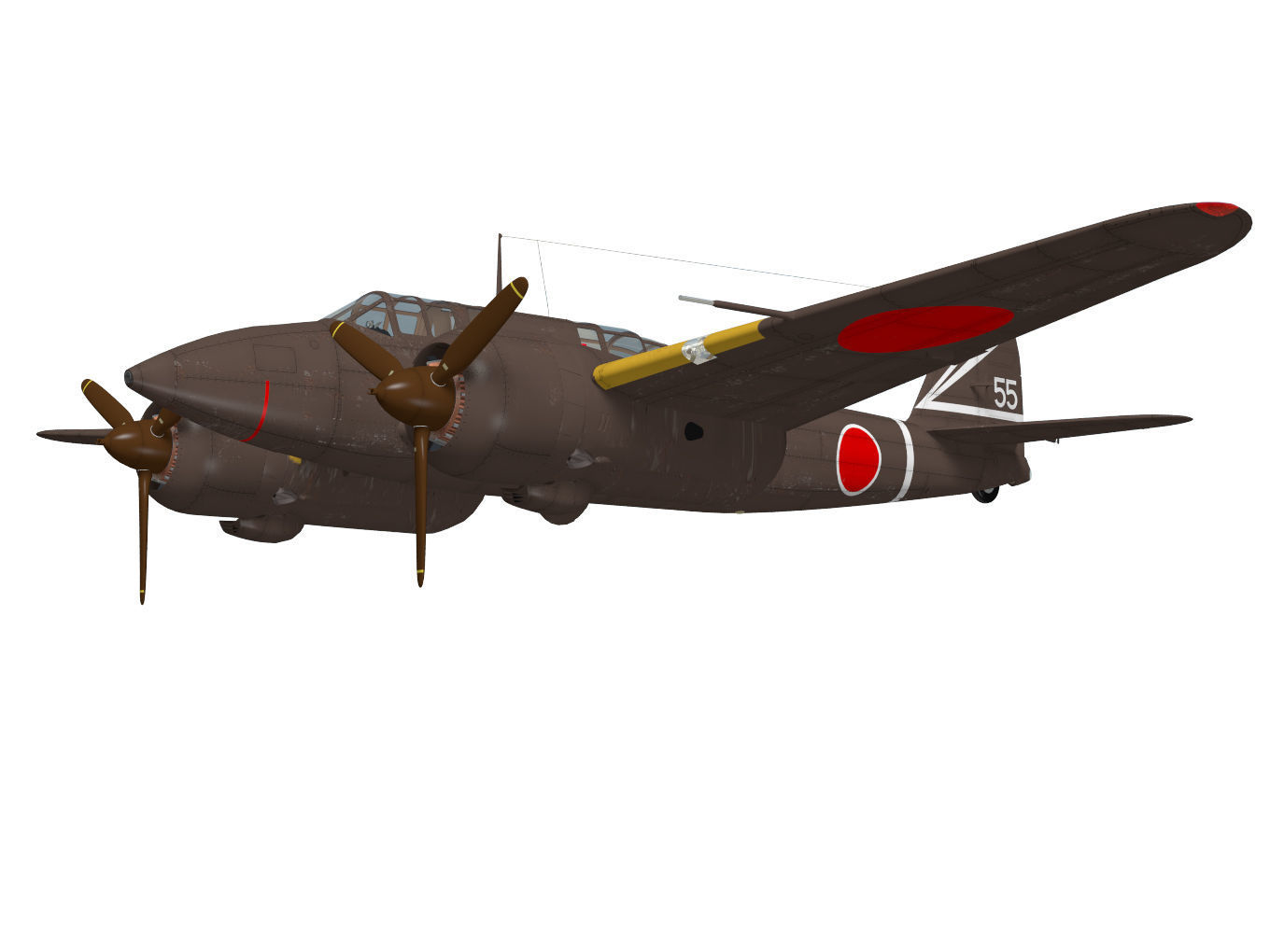 Kawasaki Ki-45 Kai Toryu 3D model_2
