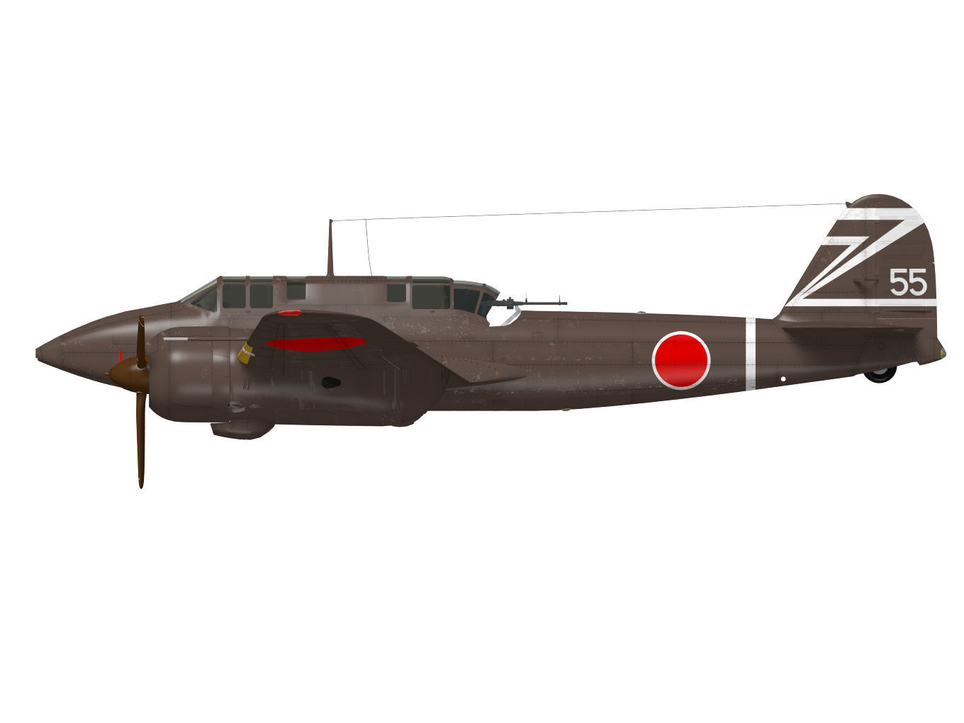 Kawasaki Ki-45 Kai Toryu 3D model_8