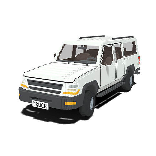 Voxel Pickup SUV Low-poly 3D model