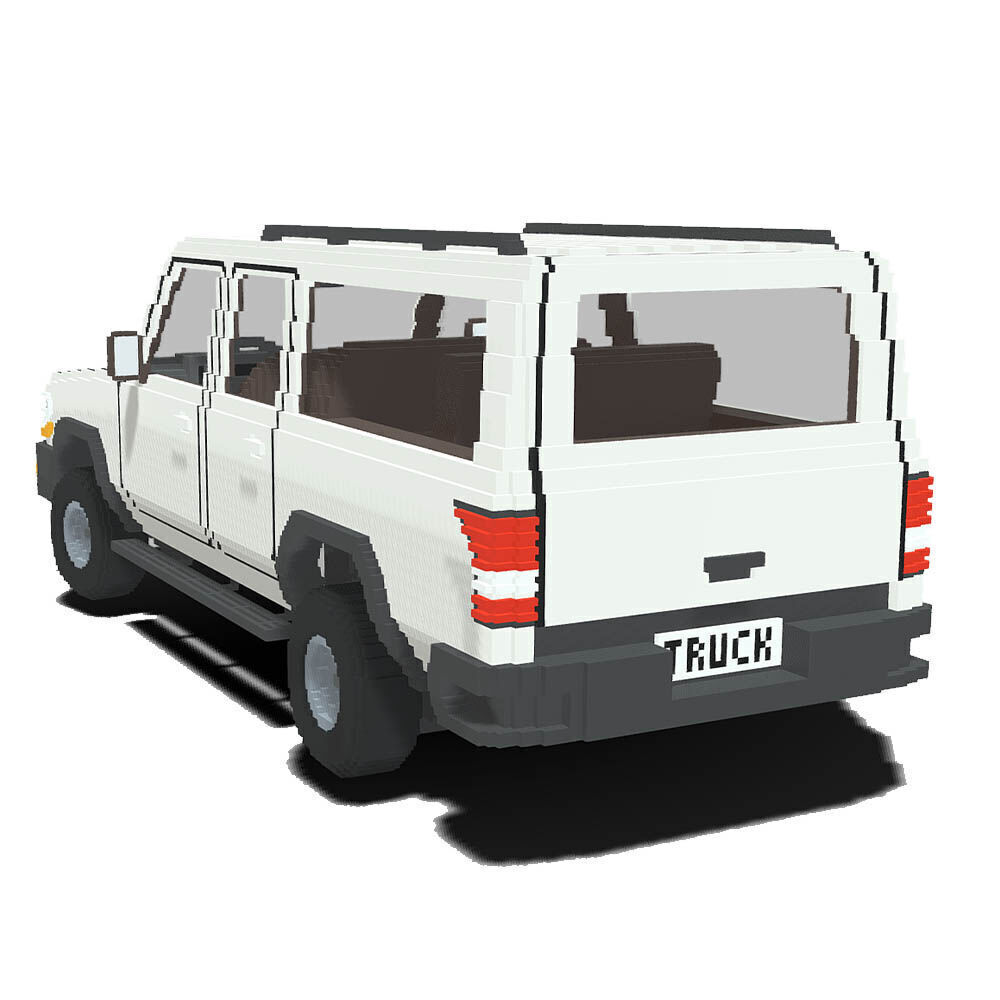 Voxel Pickup SUV Low-poly 3D model_2