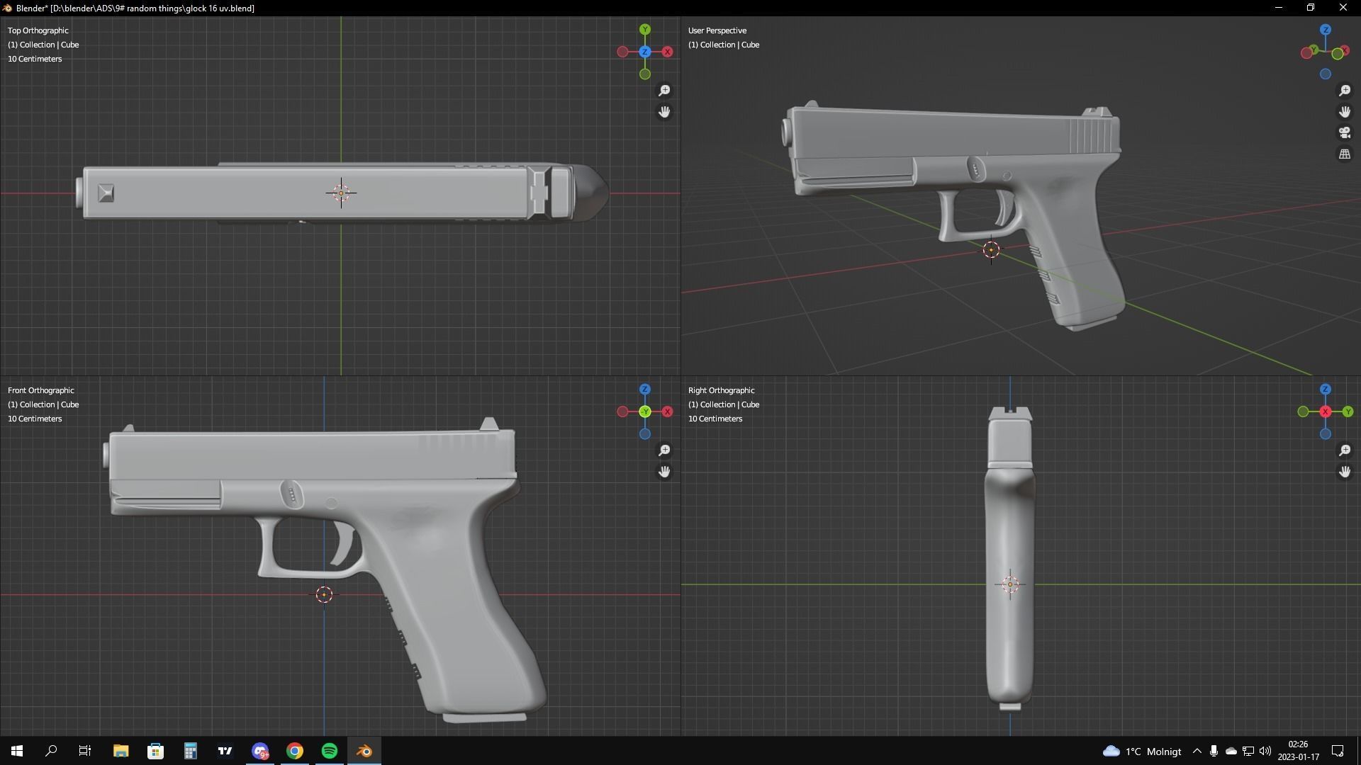 Glock 17 Low-poly 3D model_3