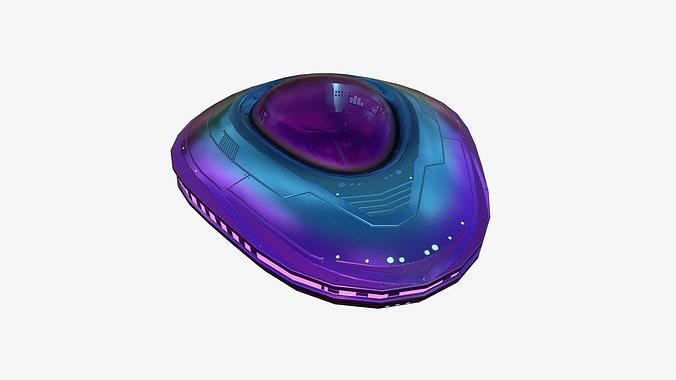 Alien Spaceship UFO C04 Purple Blue - Sci Fi Spacecraft Design Low-poly 3D model