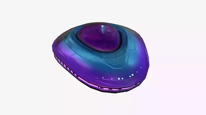 Alien Spaceship UFO C04 Purple Blue - Sci Fi Spacecraft Design Low-poly 3D model