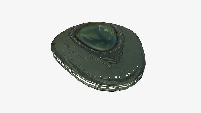 Alien Spaceship UFO C05 Dark Green - Sci Fi Spacecraft Design Low-poly 3D model