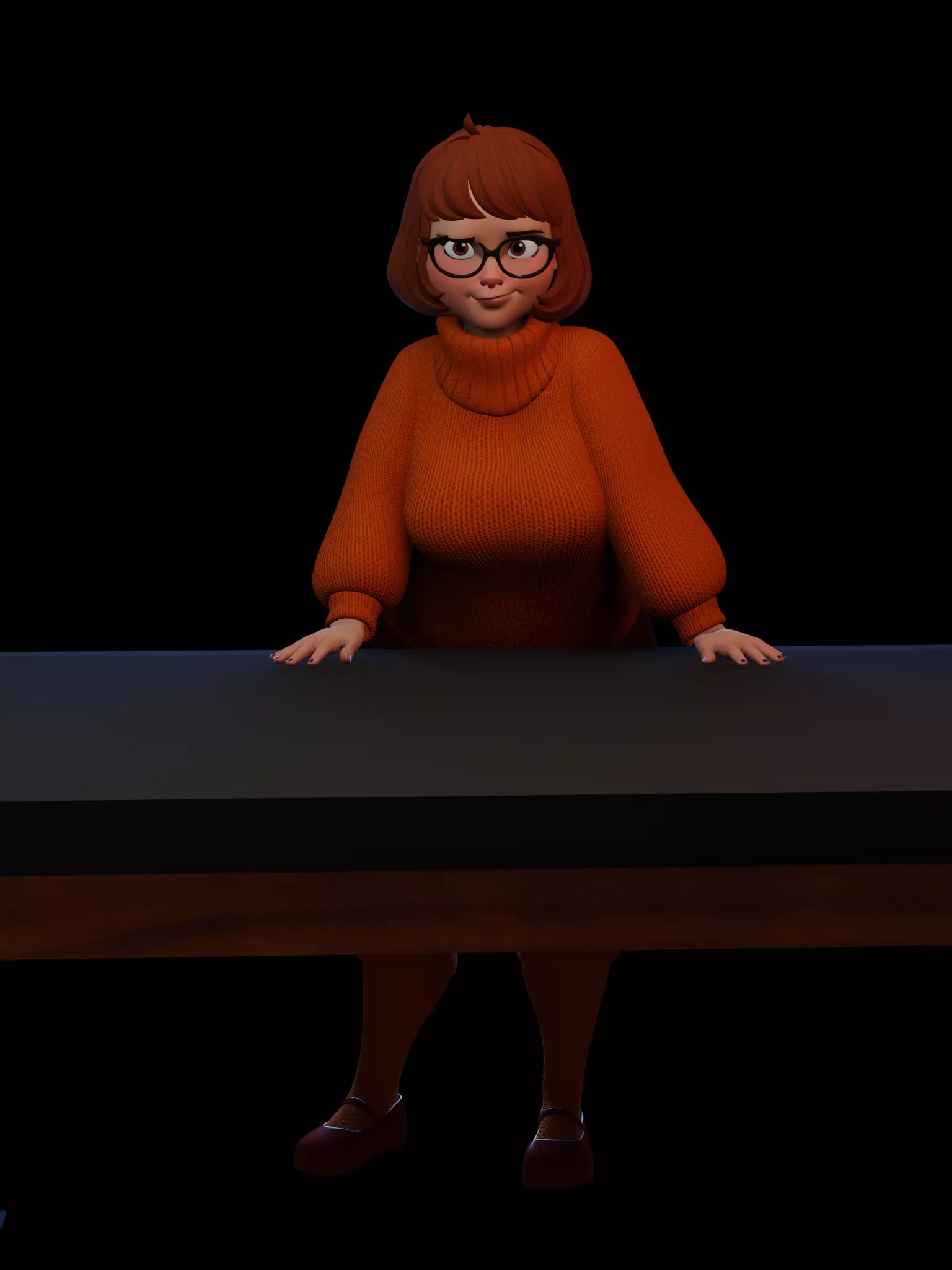 Velma person at table 3D print model