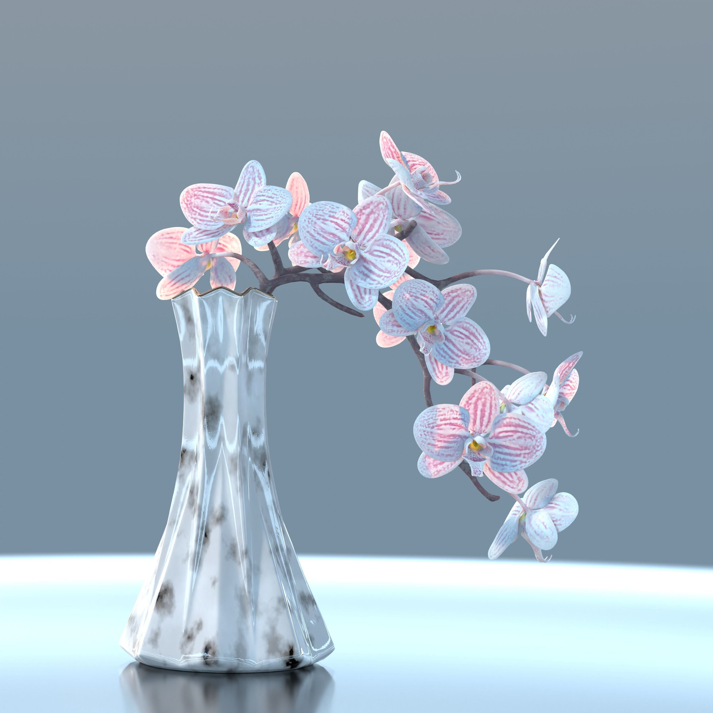 Moth Orchids Jar 3D model_6