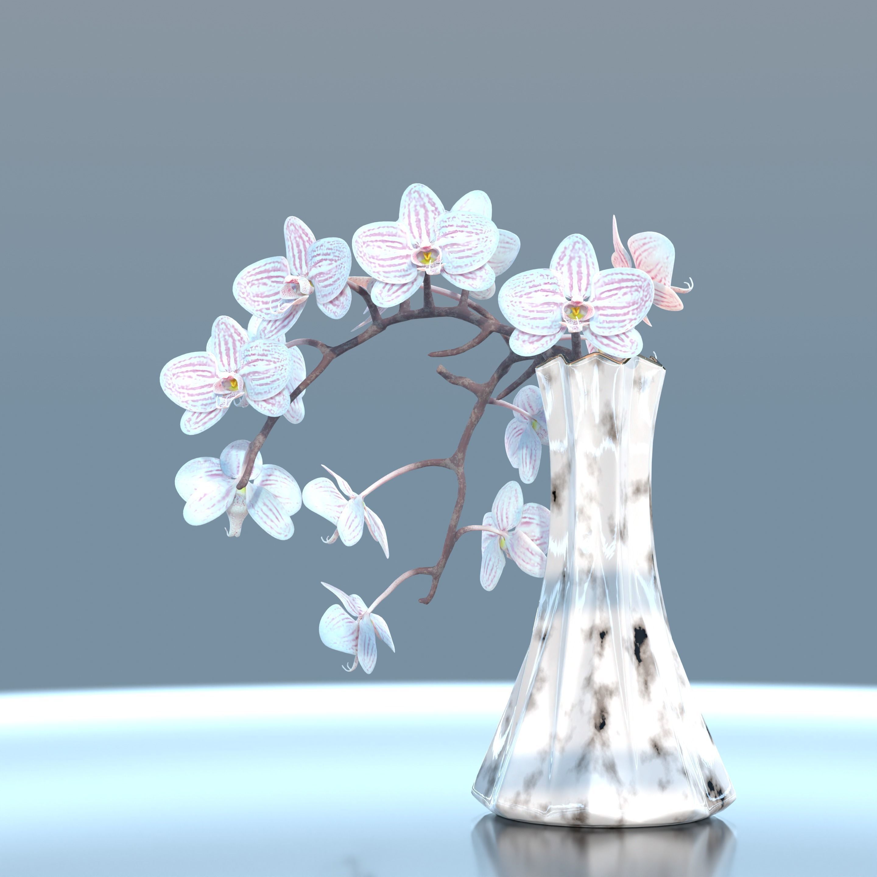 Moth Orchids Jar 3D model_2