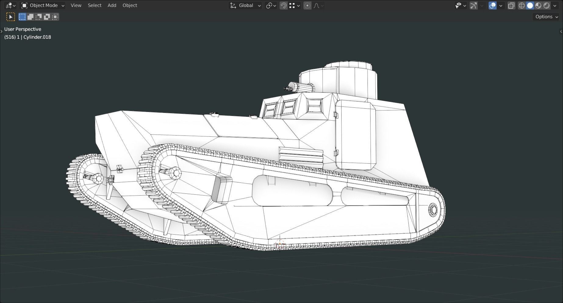 Leichter Kampfwagen II TANK BASE MESH  Low-poly 3D model_7