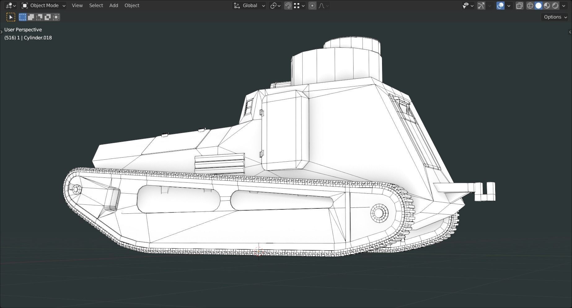 Leichter Kampfwagen II TANK BASE MESH  Low-poly 3D model_6