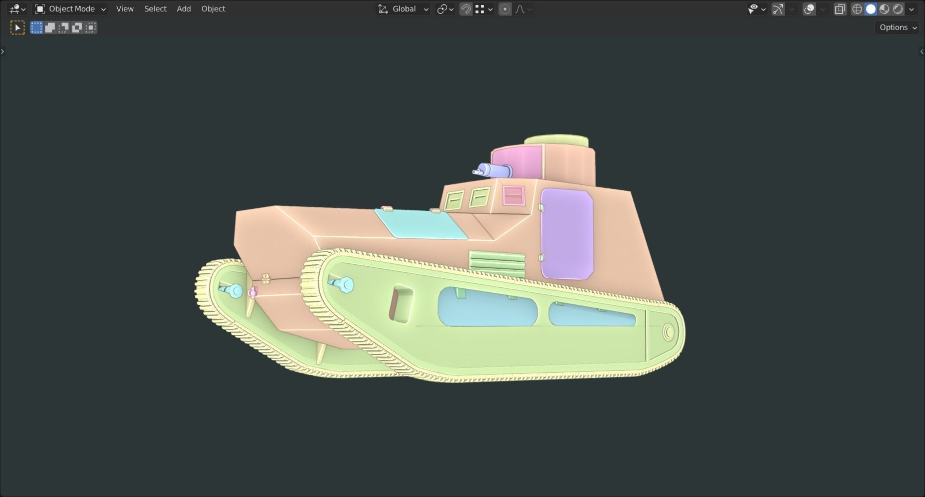 Leichter Kampfwagen II TANK BASE MESH  Low-poly 3D model_2