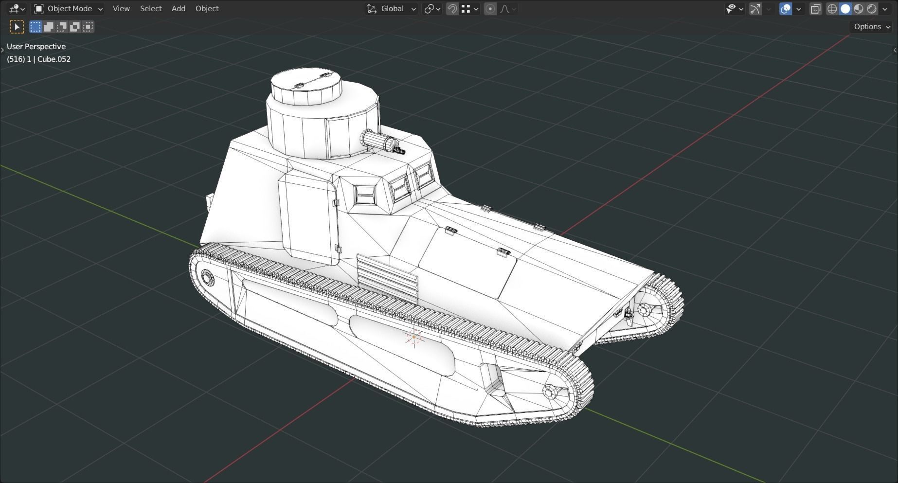 Leichter Kampfwagen II TANK BASE MESH  Low-poly 3D model_4