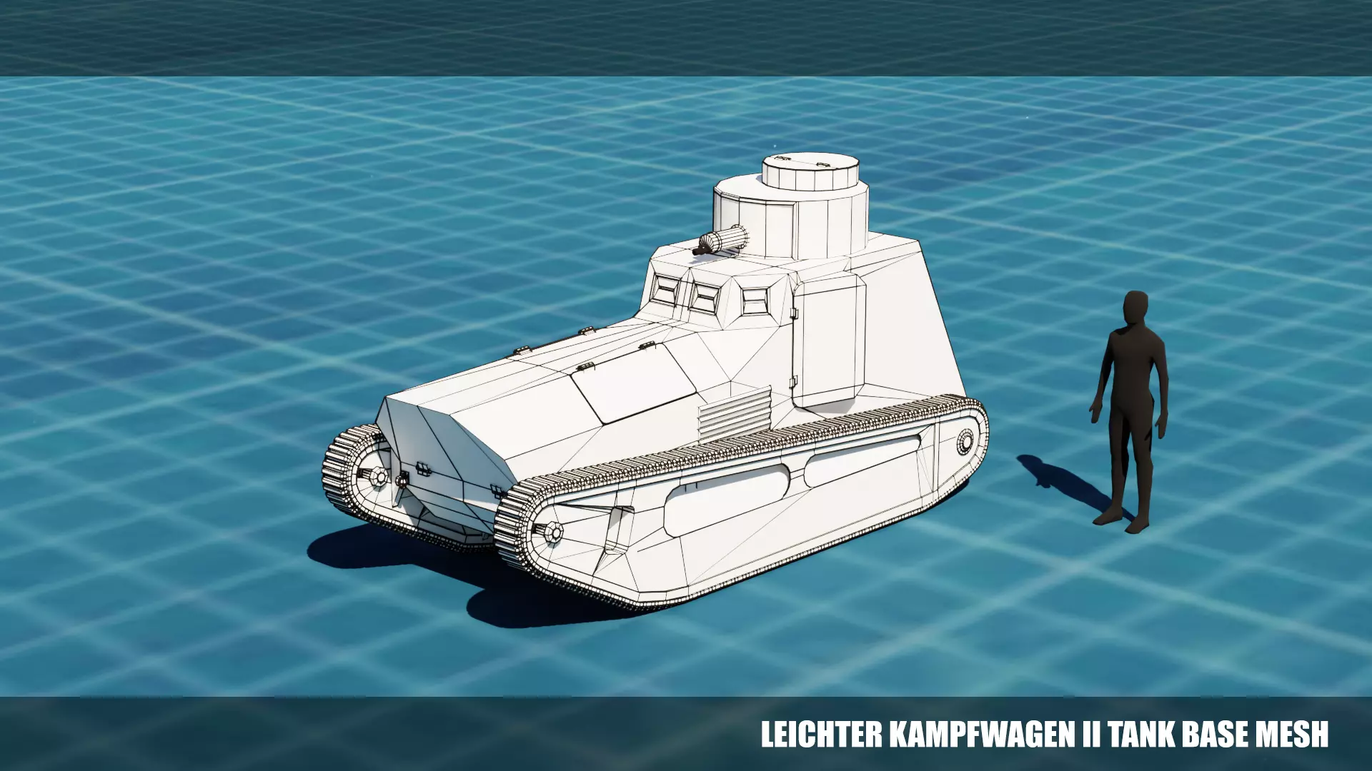 Leichter Kampfwagen II TANK BASE MESH  Low-poly 3D model_0