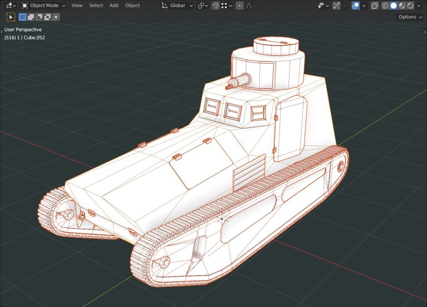 Leichter Kampfwagen II TANK BASE MESH  Low-poly 3D model_8