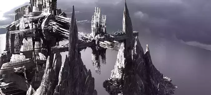 Archon Ship Cliff Ruins 1 3D model