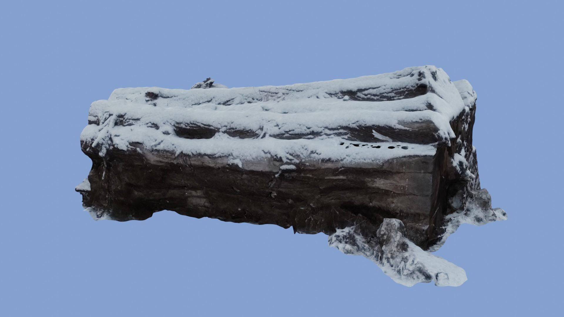 4K Snow Covered Cut Log Photoscan Low-poly 3D model_6