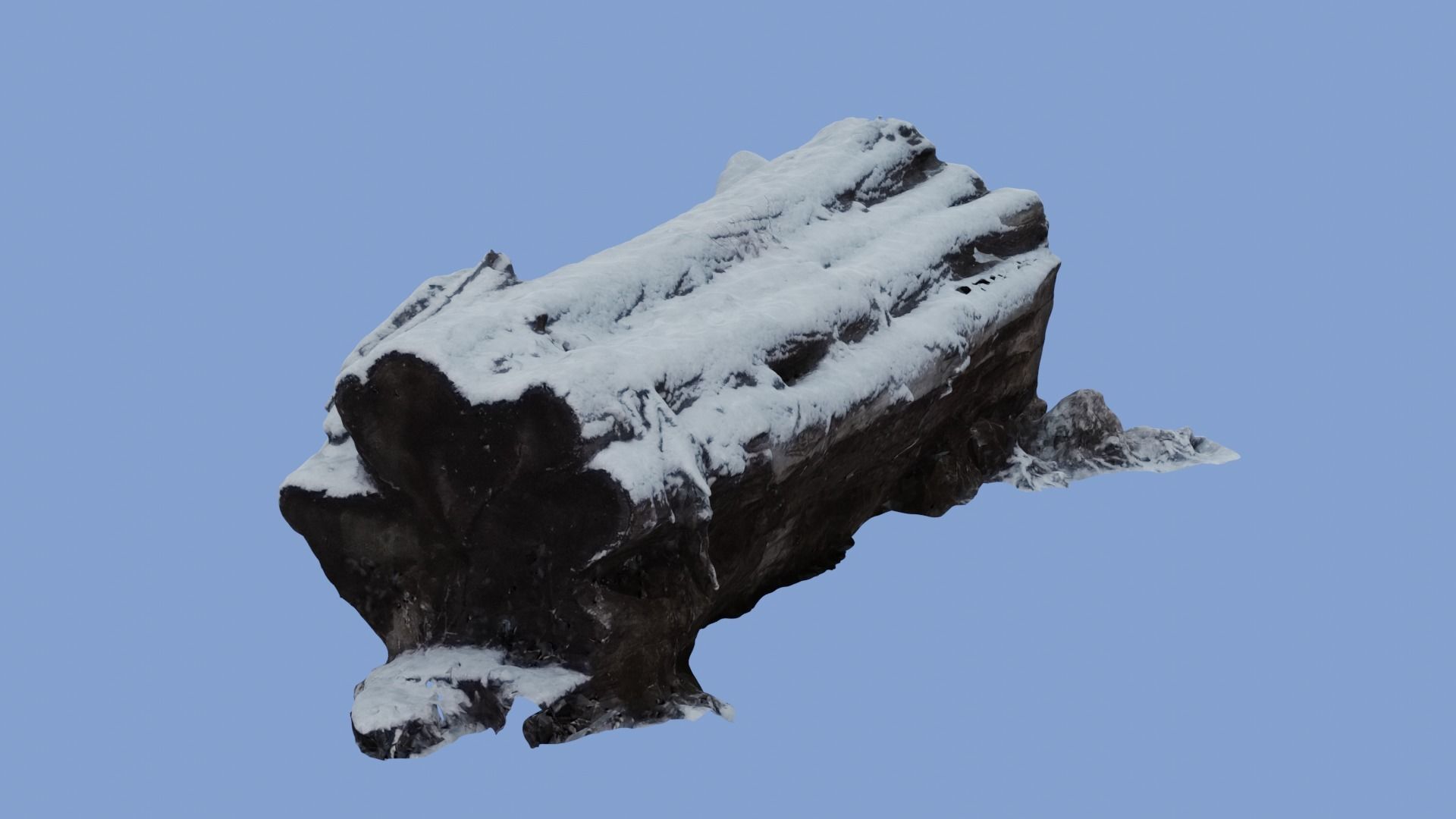 4K Snow Covered Cut Log Photoscan Low-poly 3D model_8