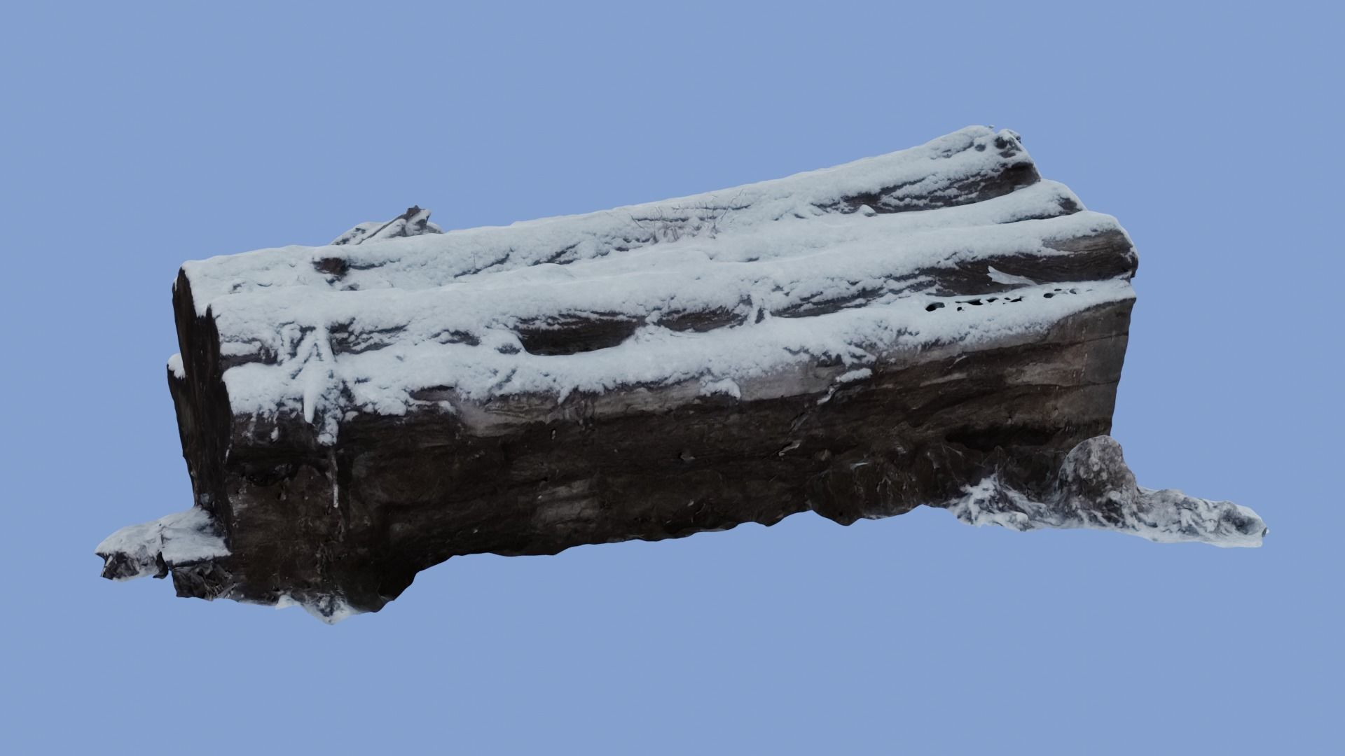 4K Snow Covered Cut Log Photoscan Low-poly 3D model_7