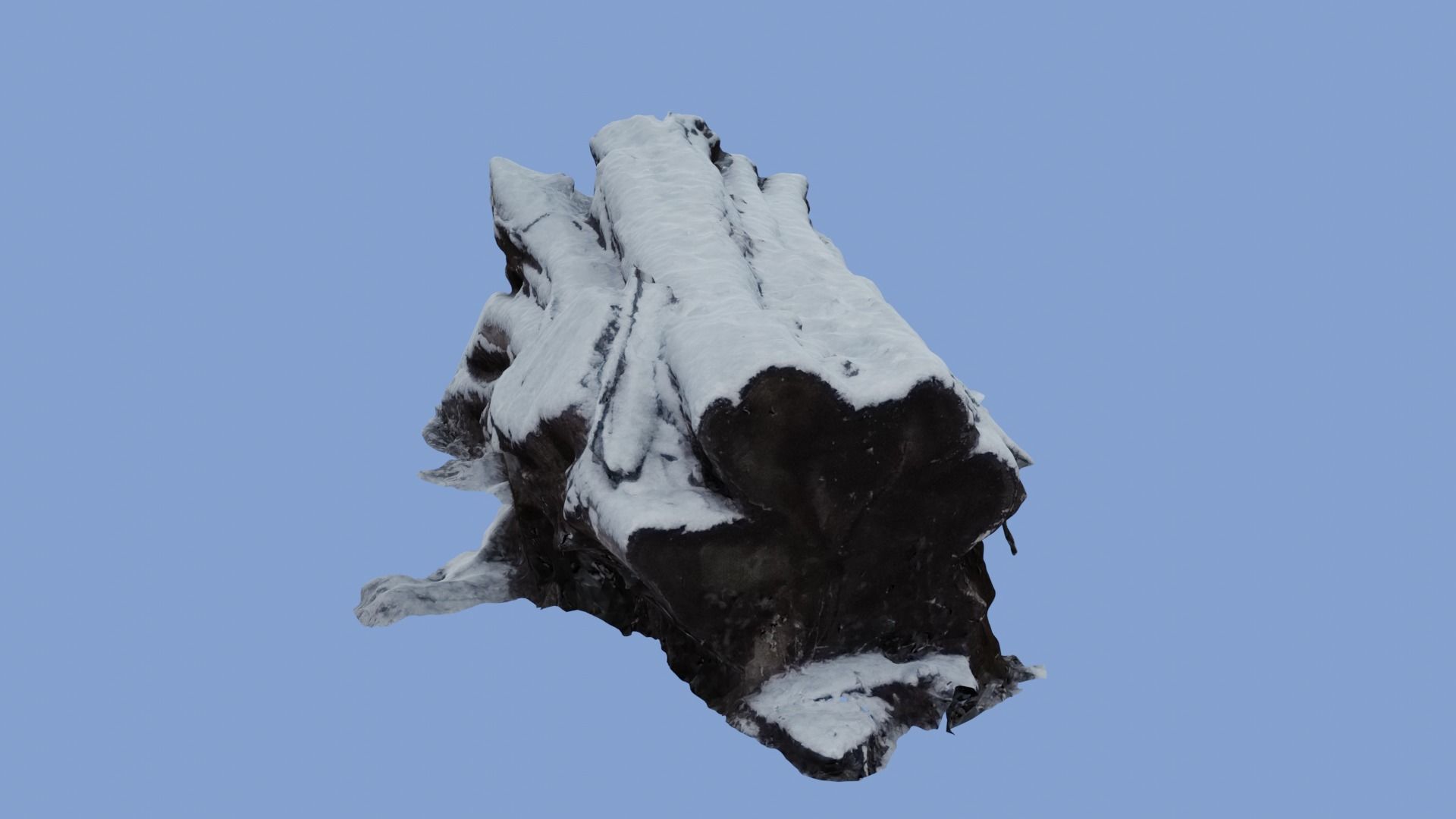 4K Snow Covered Cut Log Photoscan Low-poly 3D model_9