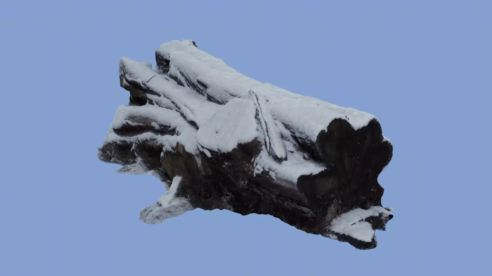 4K Snow Covered Cut Log Photoscan Low-poly 3D model_0