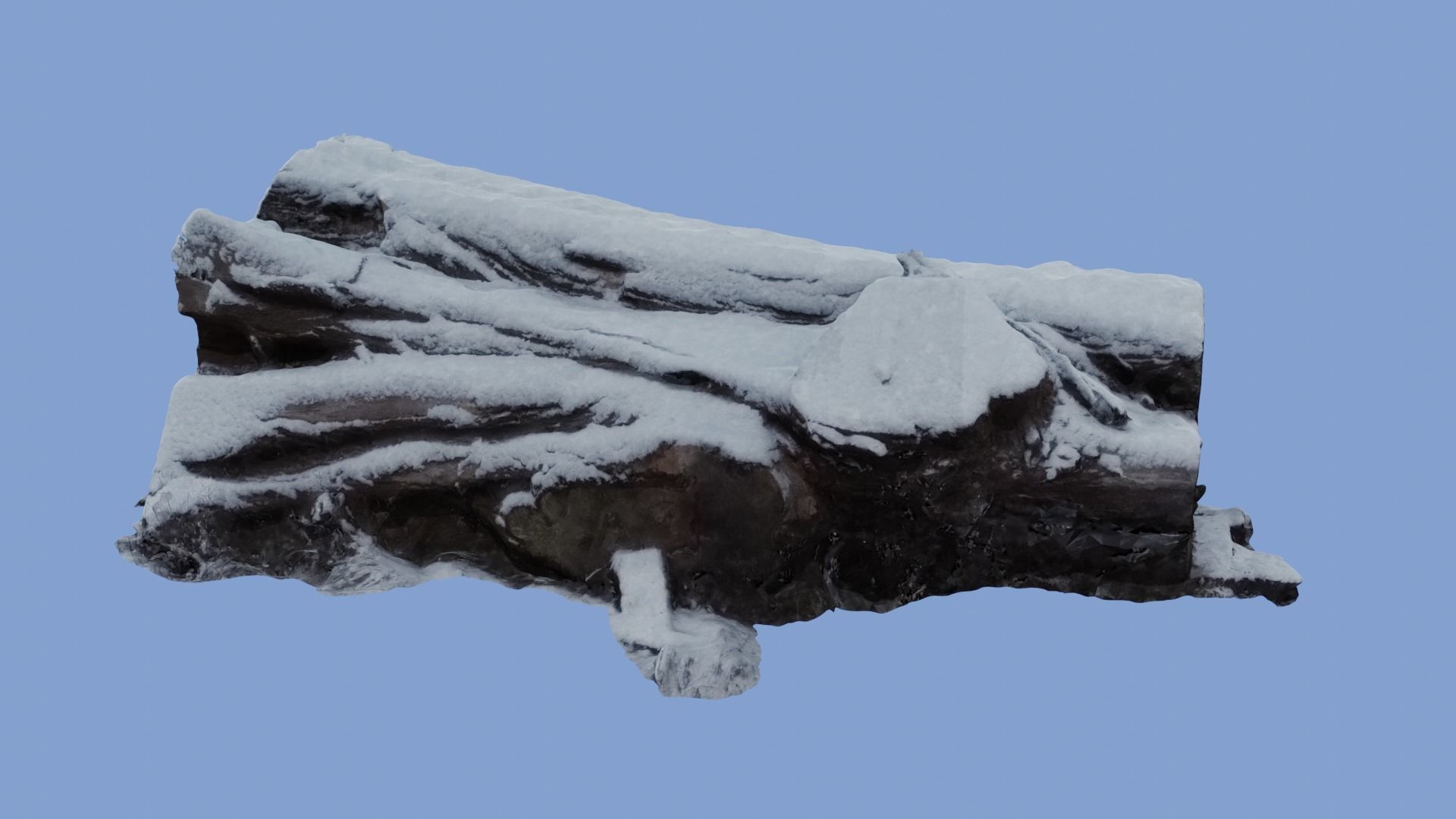 4K Snow Covered Cut Log Photoscan Low-poly 3D model_2