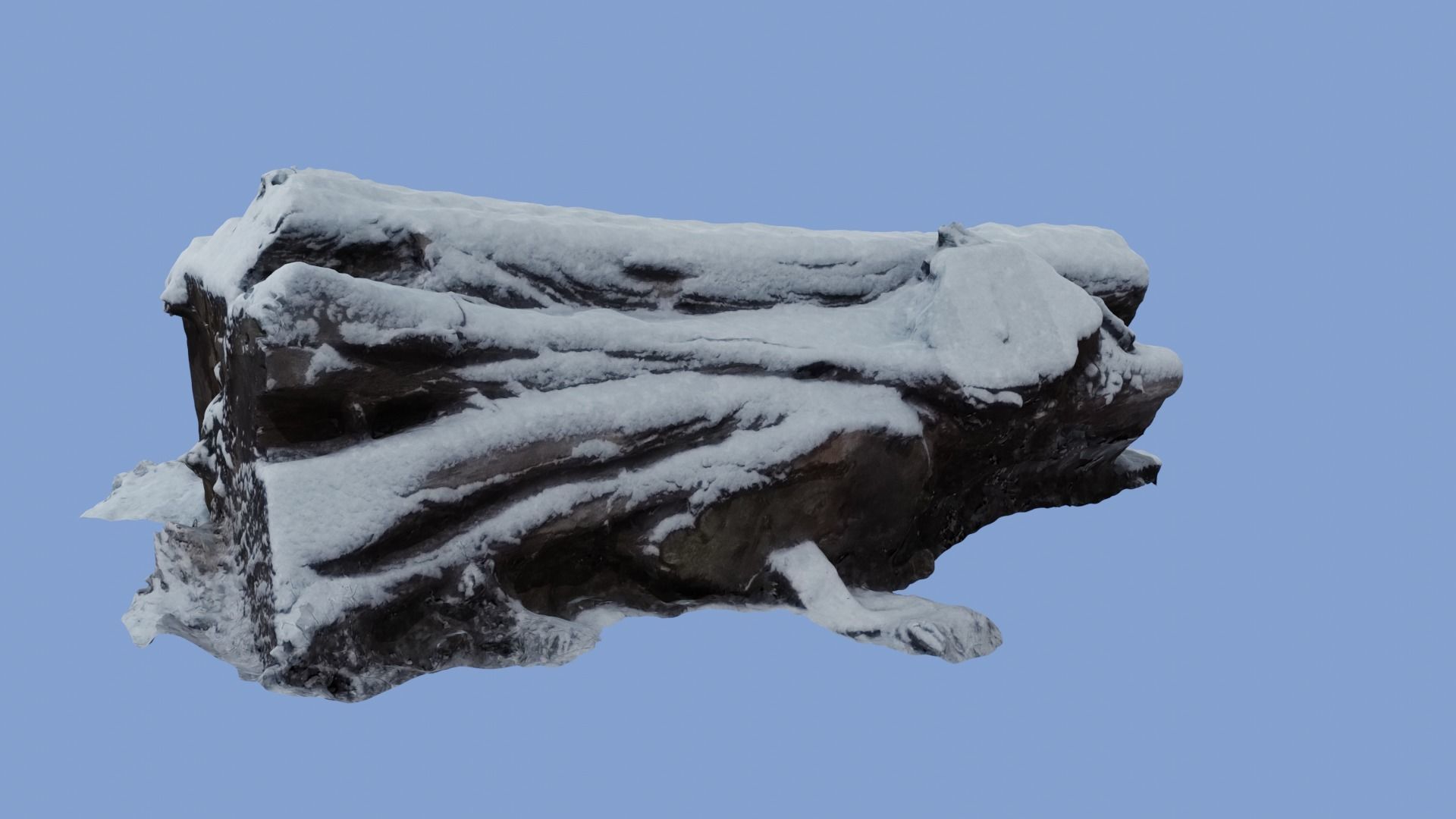 4K Snow Covered Cut Log Photoscan Low-poly 3D model_3