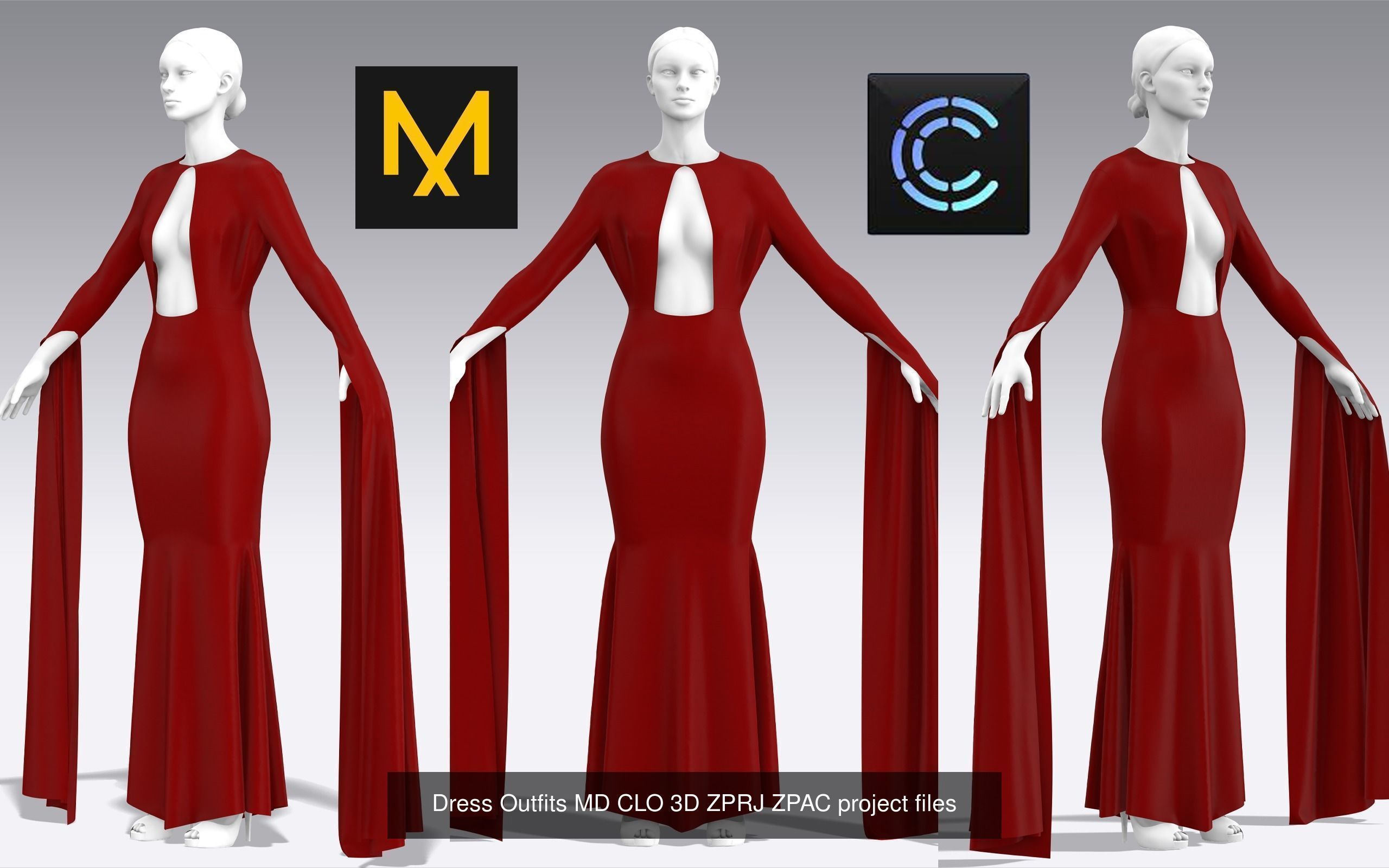 10 Dress Outfits MD CLO 3D ZPRJ ZPAC project files 3D model 3D Model Collection_15
