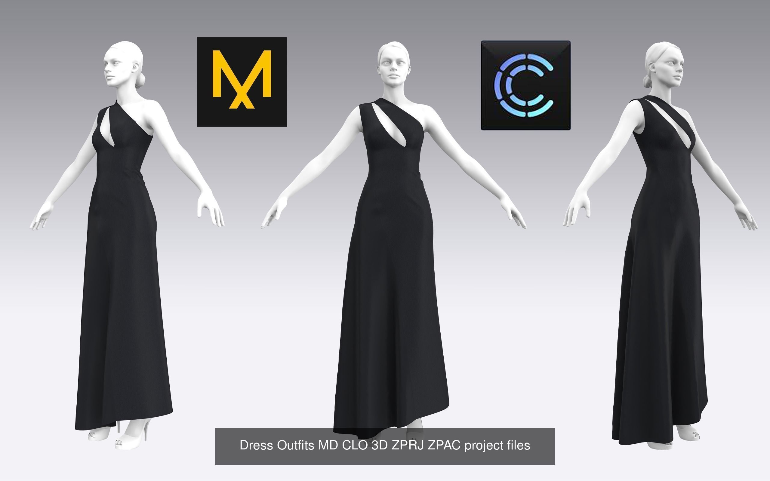 10 Dress Outfits MD CLO 3D ZPRJ ZPAC project files 3D model 3D Model Collection_17
