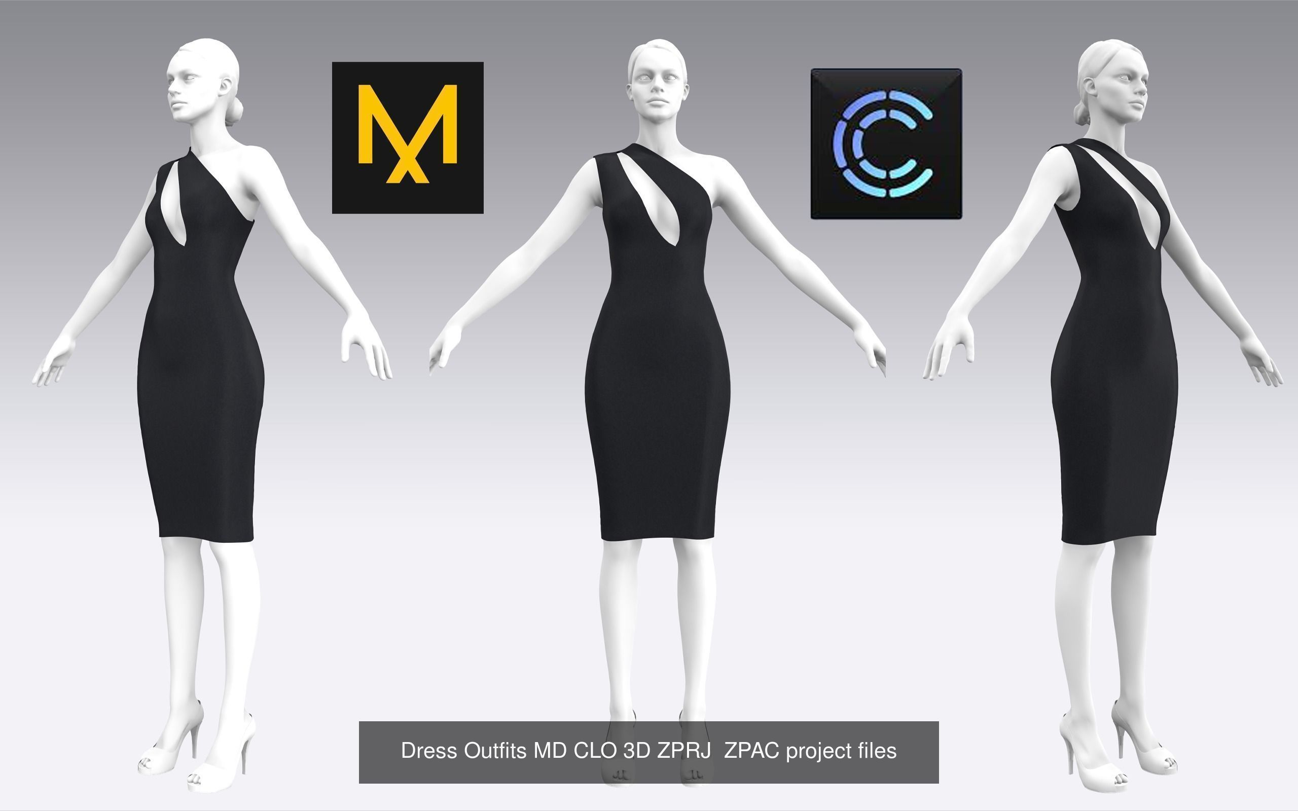 10 Dress Outfits MD CLO 3D ZPRJ ZPAC project files 3D model 3D Model Collection_16