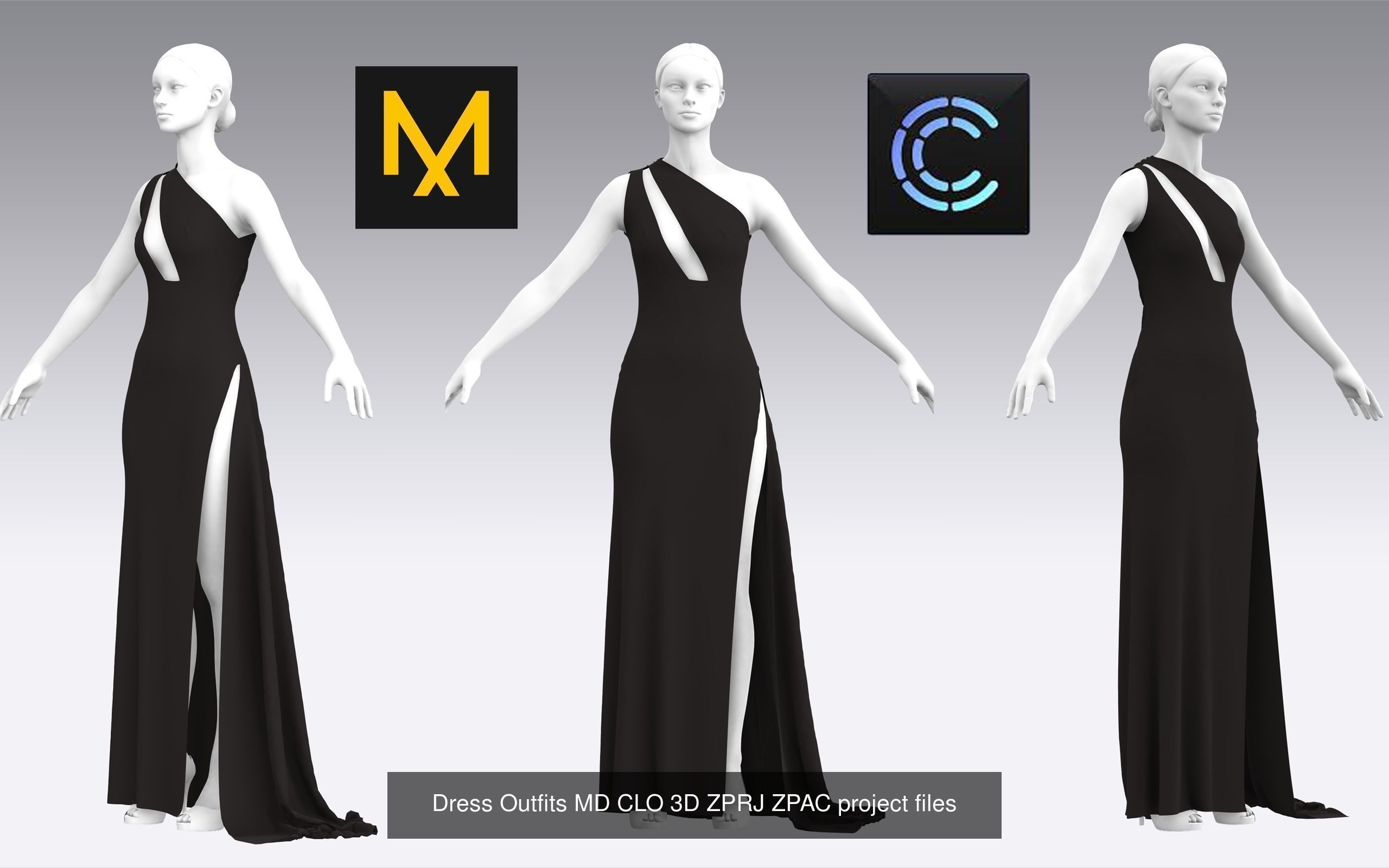 10 Dress Outfits MD CLO 3D ZPRJ ZPAC project files 3D model 3D Model Collection_18