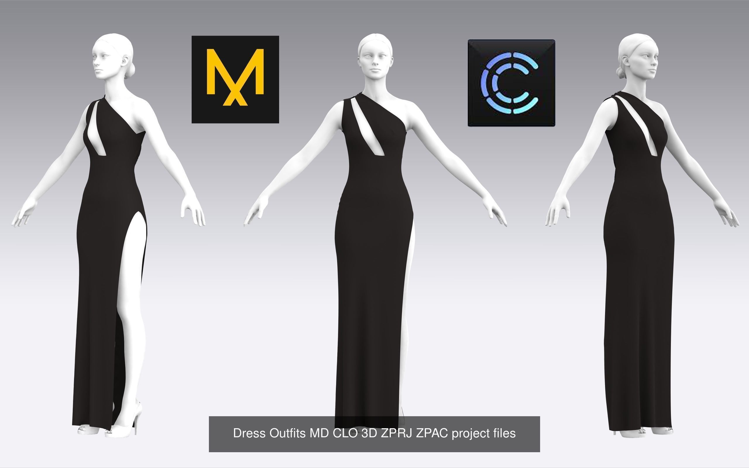 10 Dress Outfits MD CLO 3D ZPRJ ZPAC project files 3D model 3D Model Collection_19