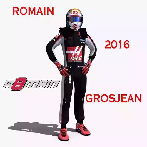 Romain Grosjean 2016 Low-poly 3D model