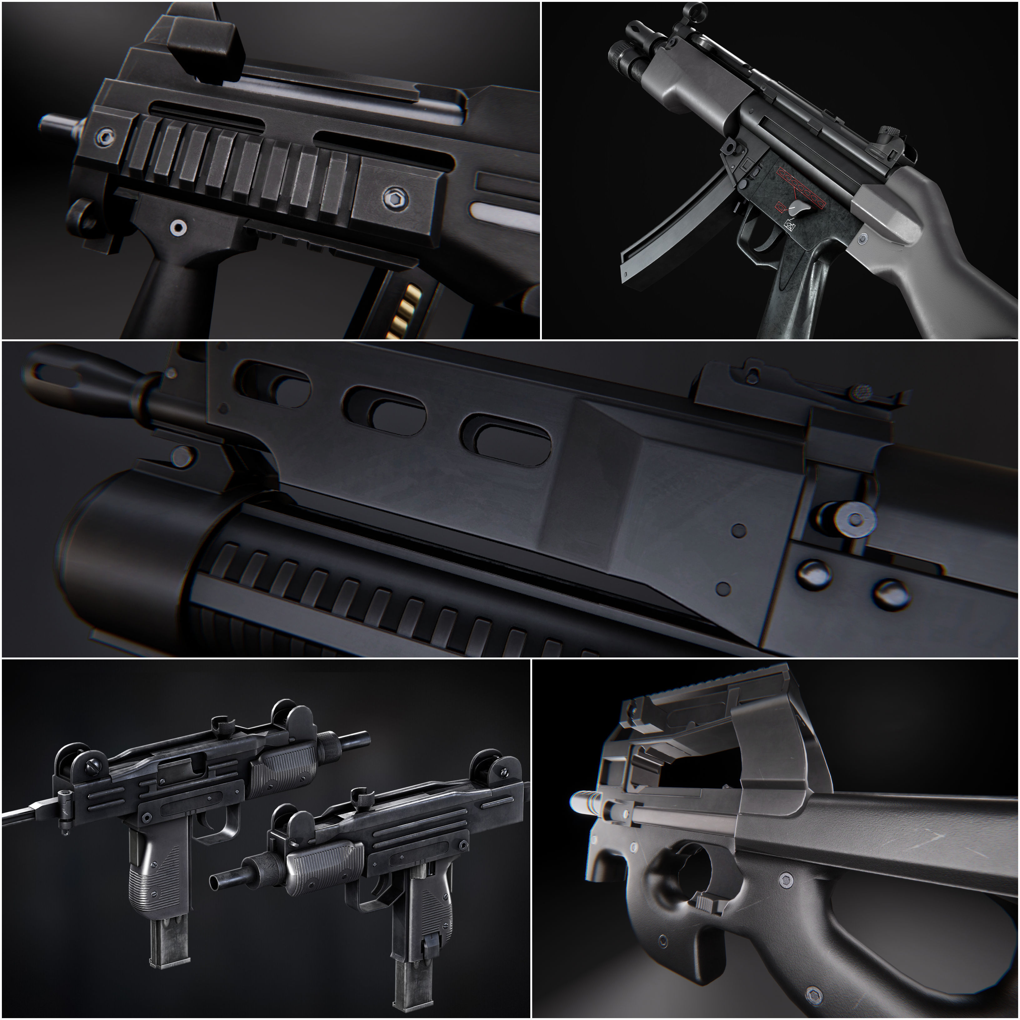 Modern AAA Mega all in one 30 weapons pack Game-Ready PBR Low-poly 3D model_4