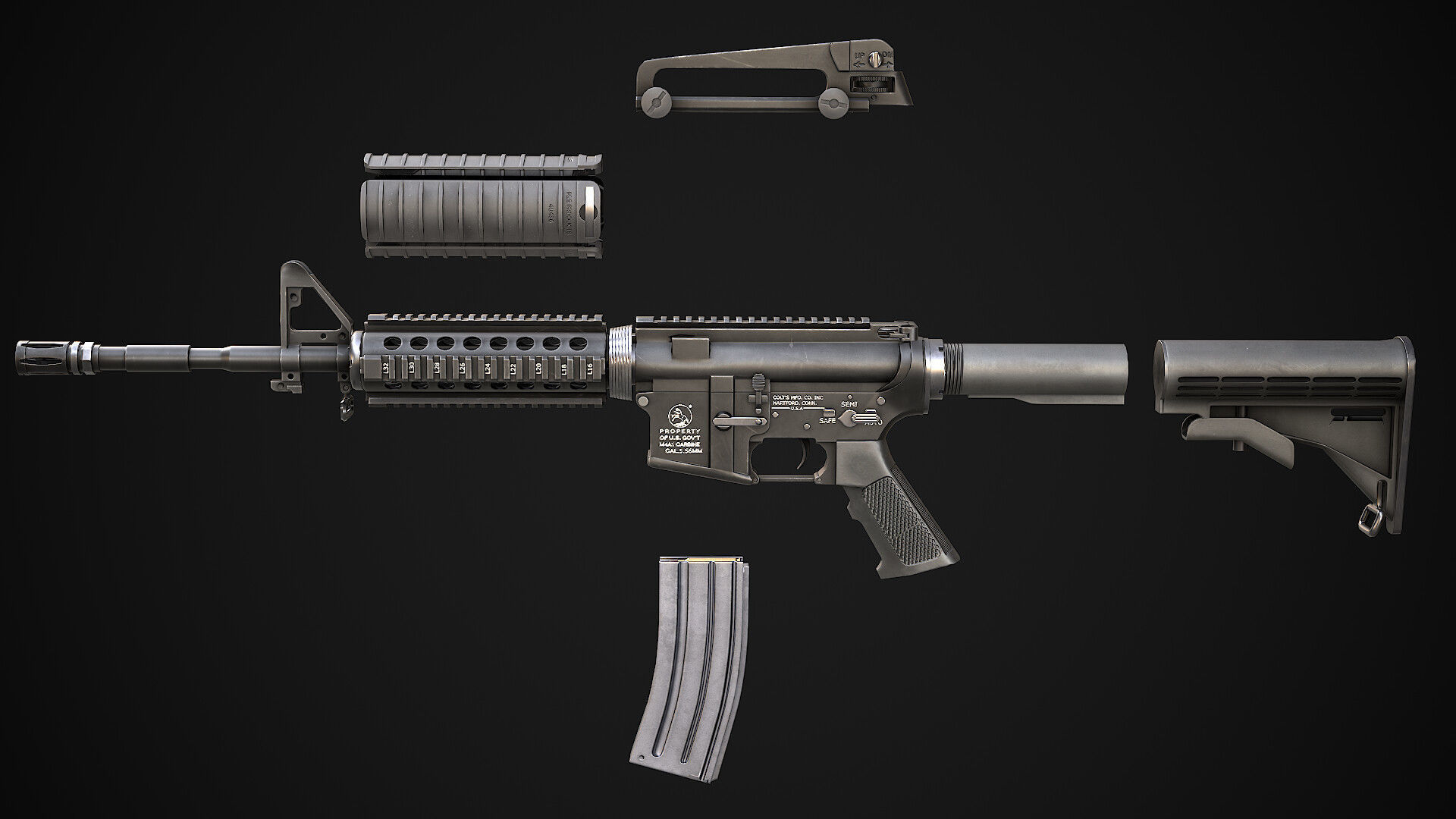 Modern AAA Mega all in one 30 weapons pack Game-Ready PBR Low-poly 3D model_39