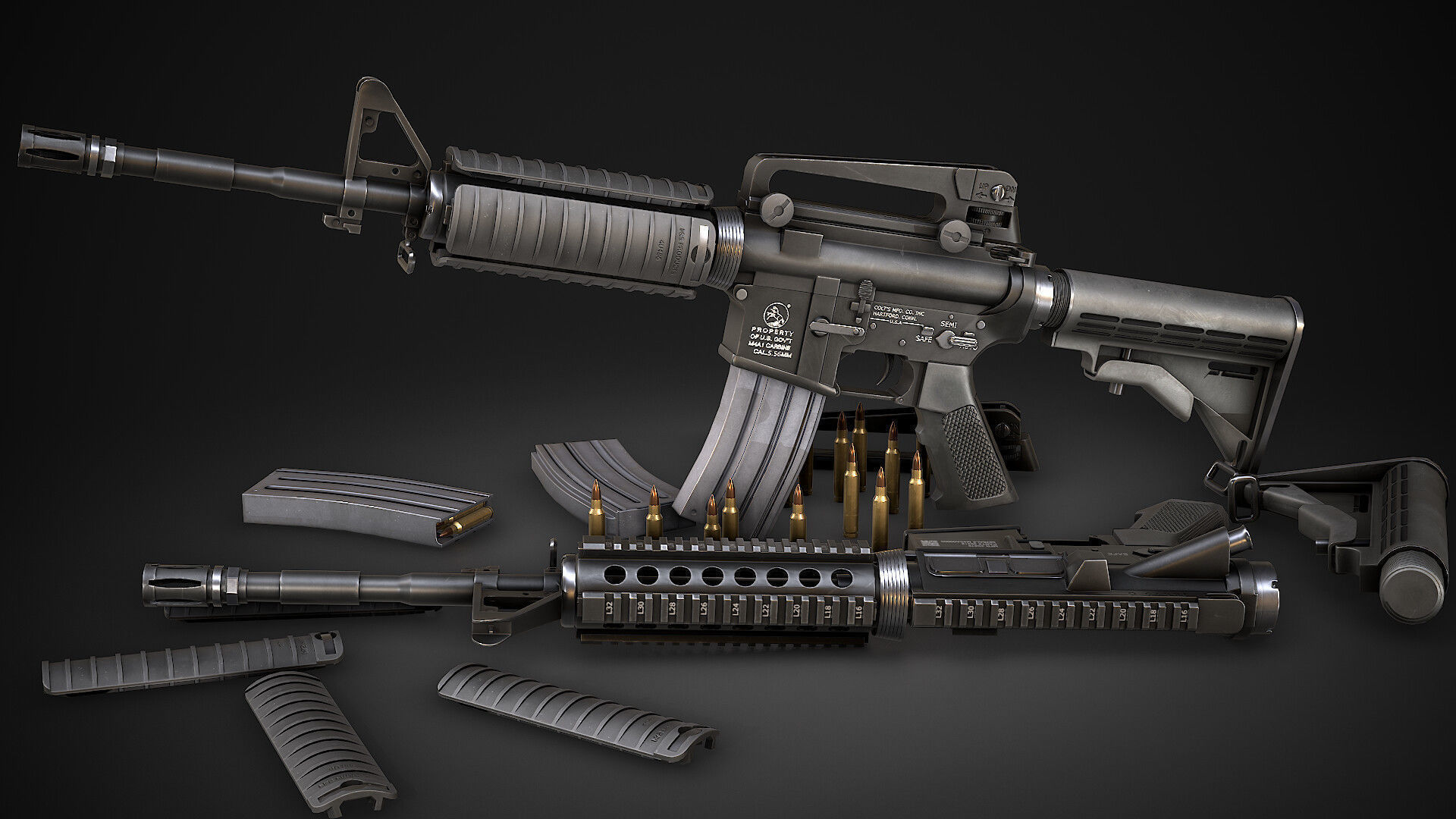 Modern AAA Mega all in one 30 weapons pack Game-Ready PBR Low-poly 3D model_37