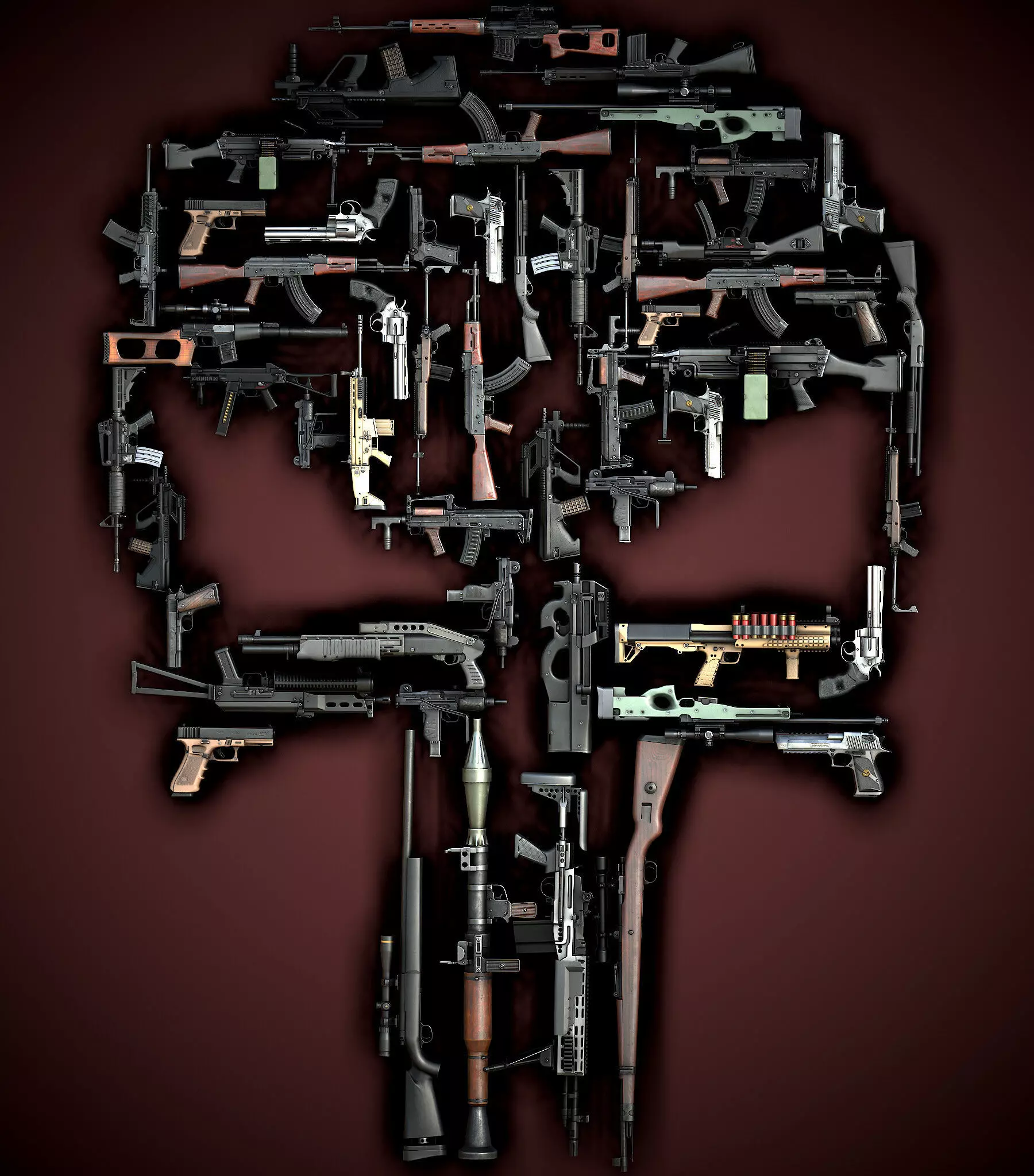 Modern AAA Mega all in one 30 weapons pack Game-Ready PBR Low-poly 3D model_0